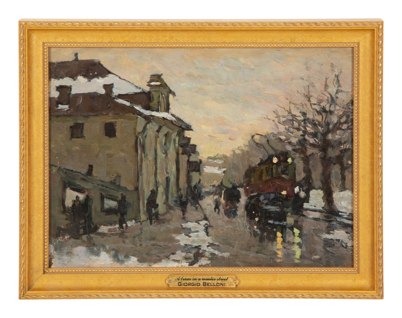 Giorgio Belloni Italian 1861 1944 A Tram in a Winter