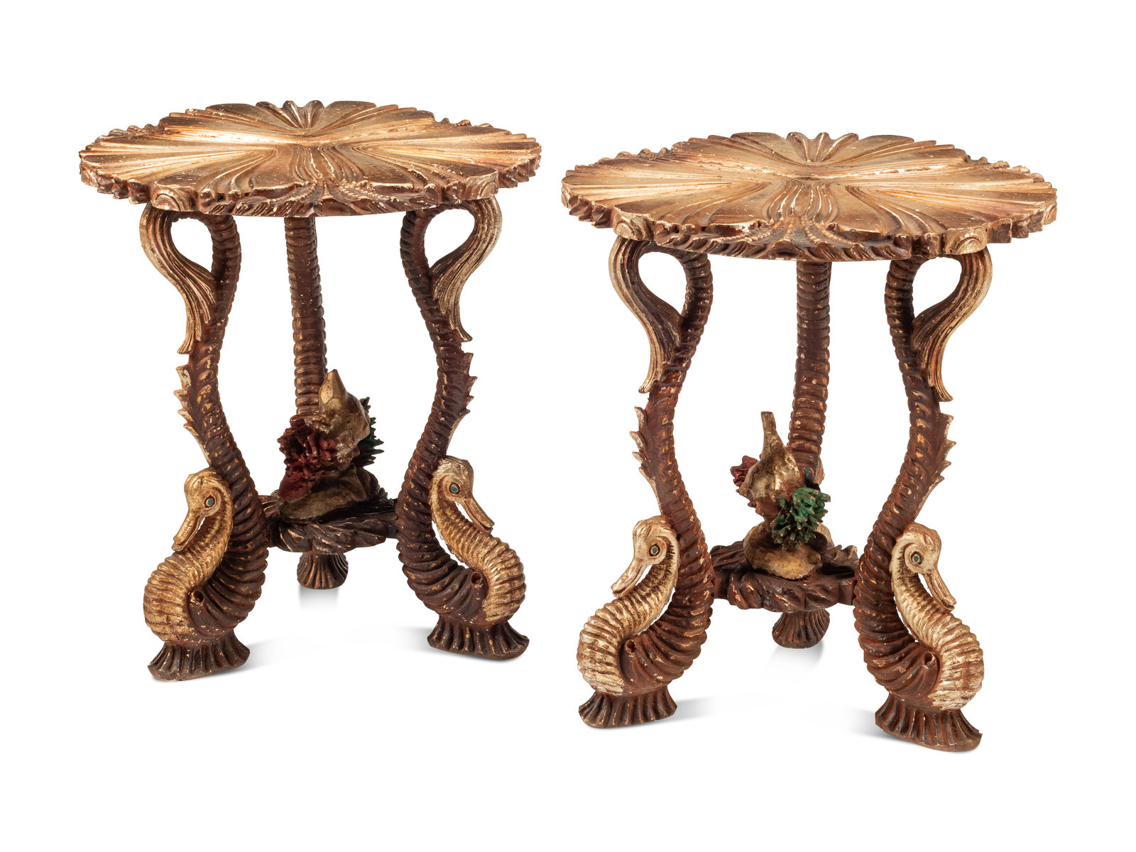 A Pair of Grotto Style Painted Side Tables 20th Century