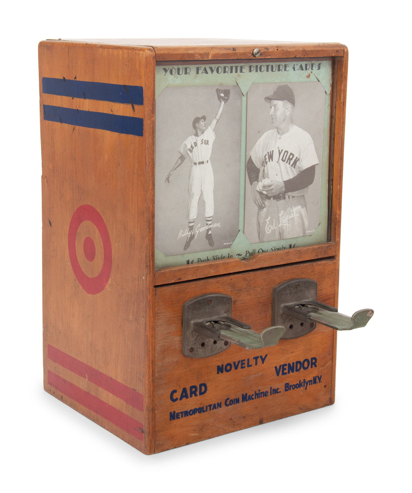 A Working 1940s Exhibit Co Baseball Card Vending Machine manufactured