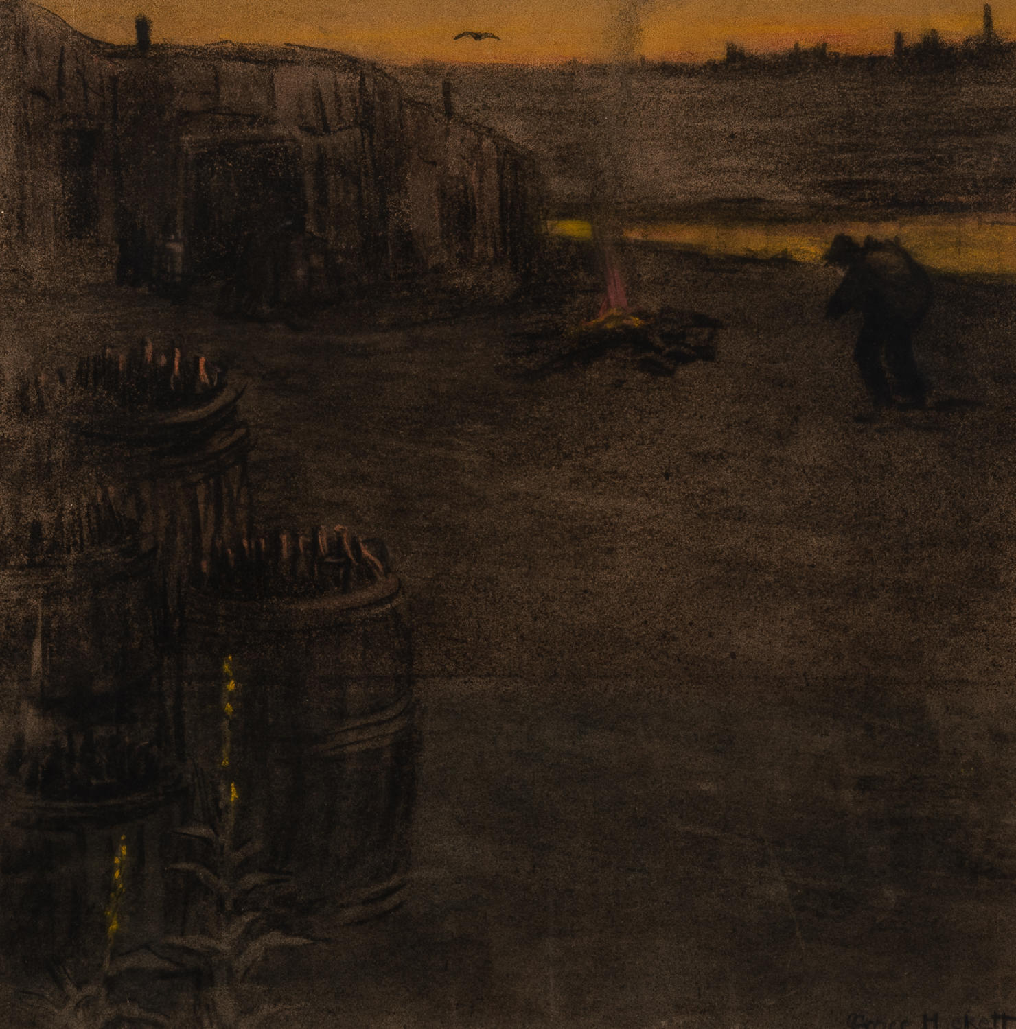 GRACE HACKETT AMERICAN 1874 1955 Vagabond and Campfire on an