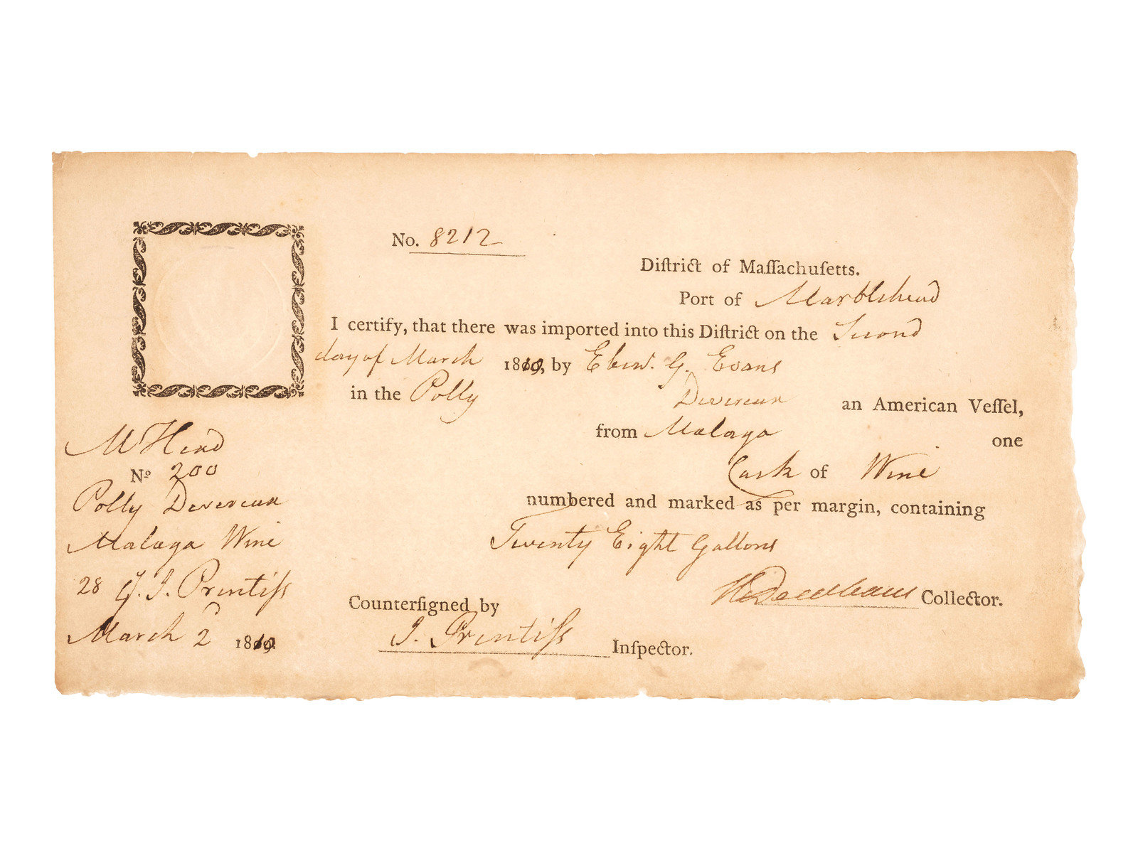 MASSACHUSETTS DEARBORN Henry 1751 1829 A group of signed documents