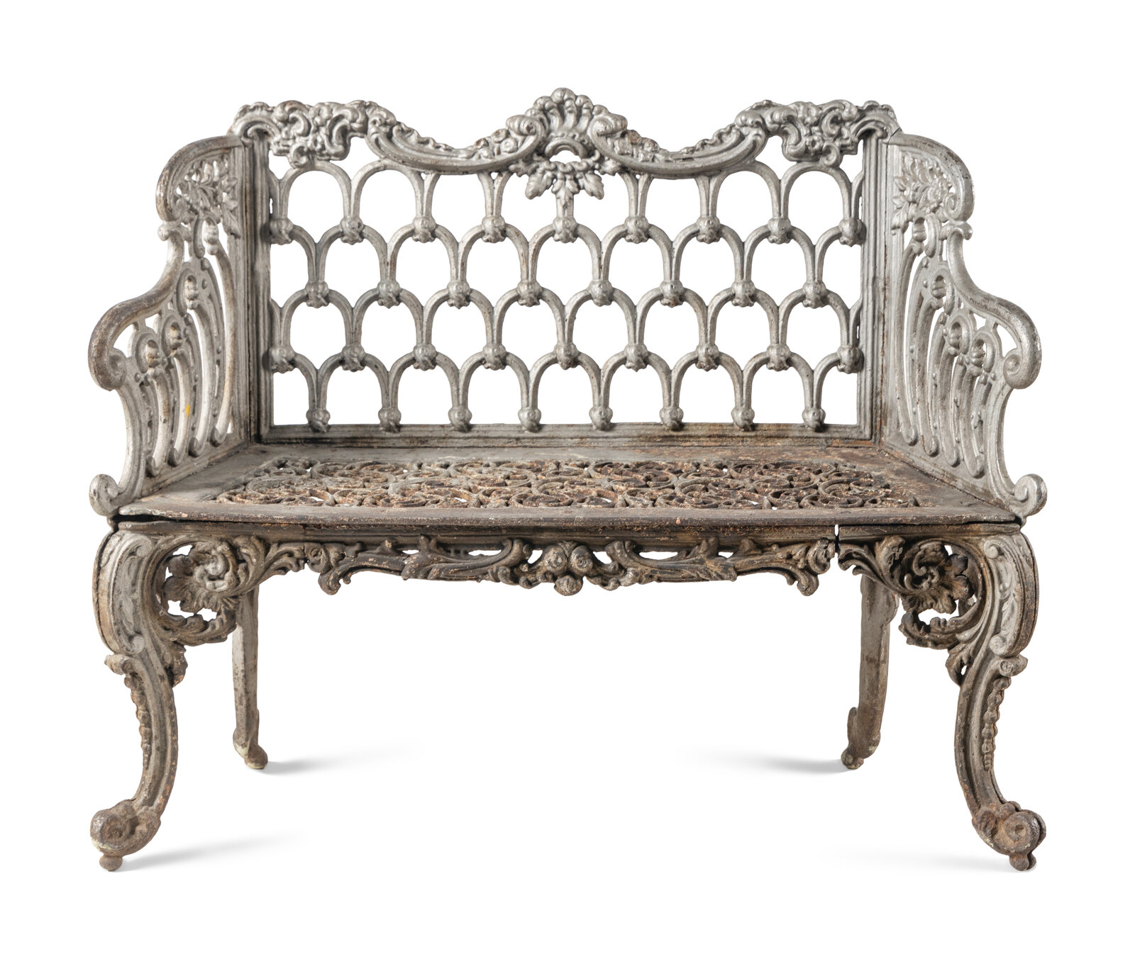 A Cast Iron Garden Bench 19th 20th Century Height 34