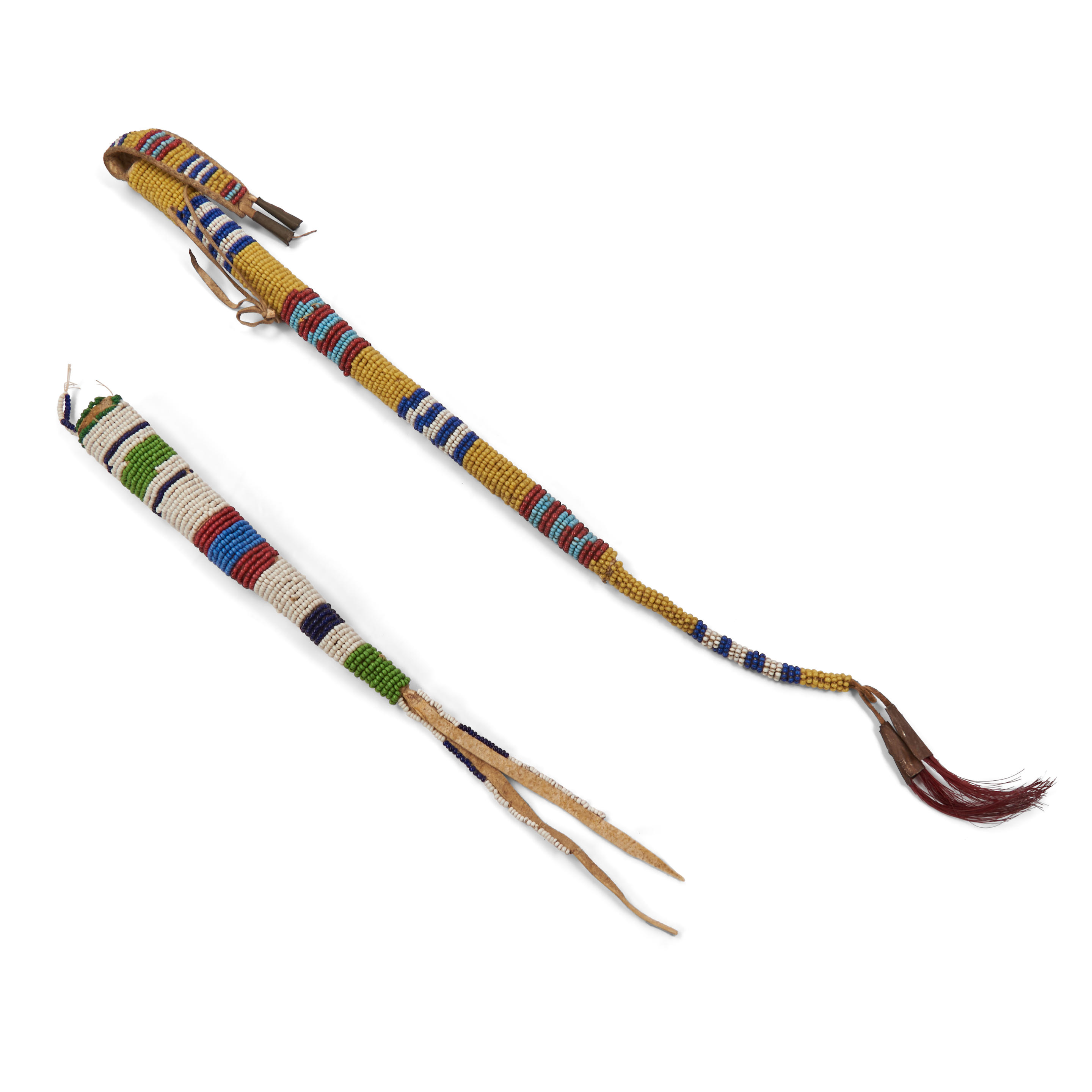 TWO PLAINS BEADED AWL CASES Fourth quarter 19th century the