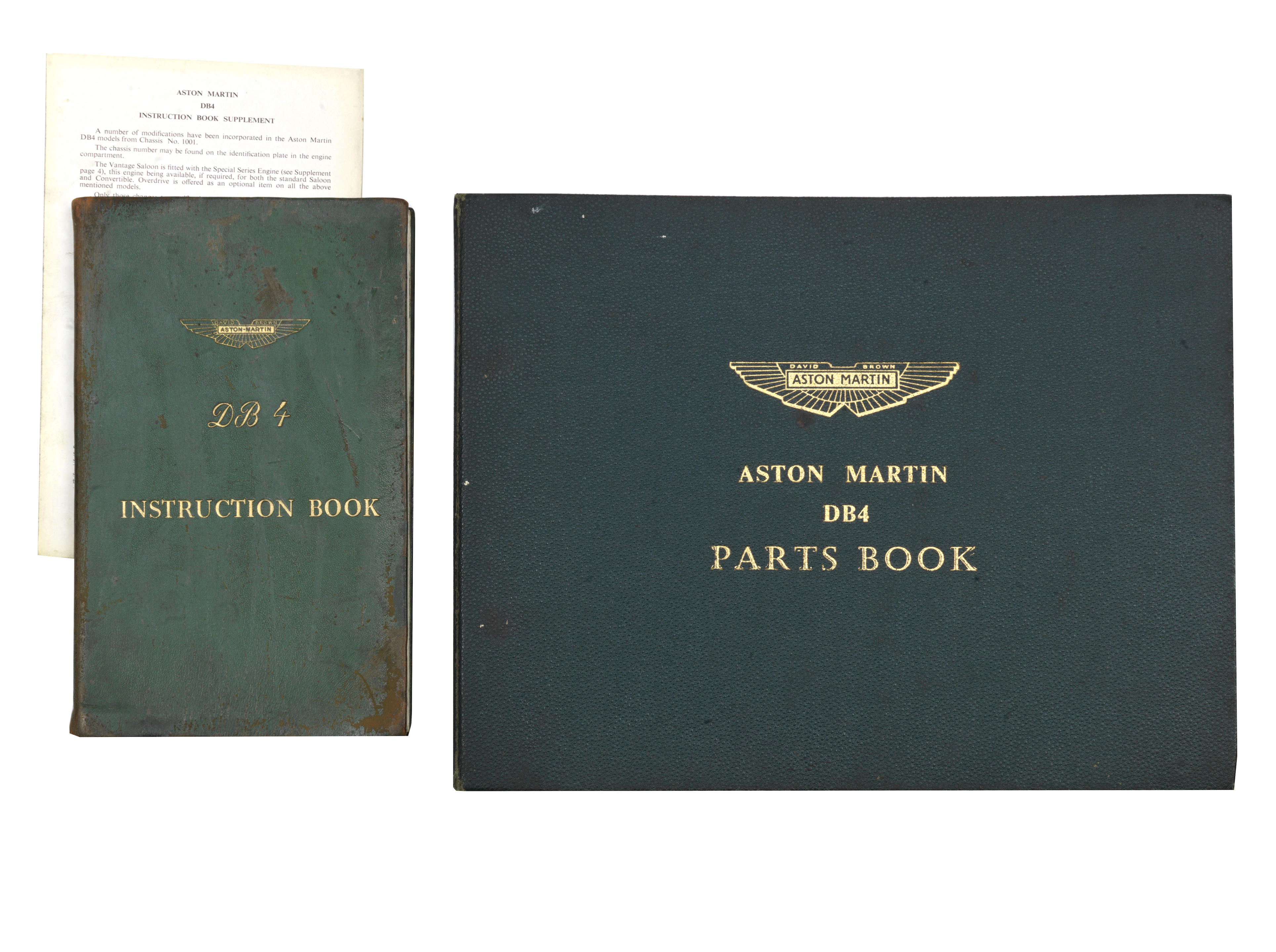 AN ASTON MARTIN DB4 PARTS BOOK AND A DB4 INSTRUCTION