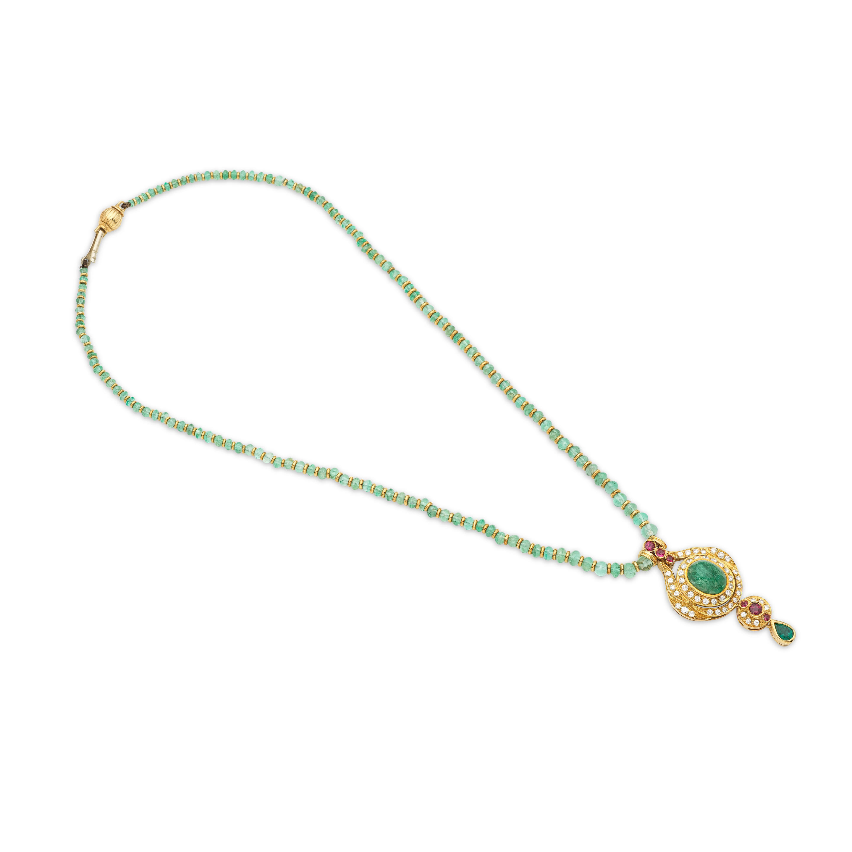 EMERALD RUBY AND DIAMOND NECKLACE COLLIER EMERAUDES RUBIS ET DIAMANTS