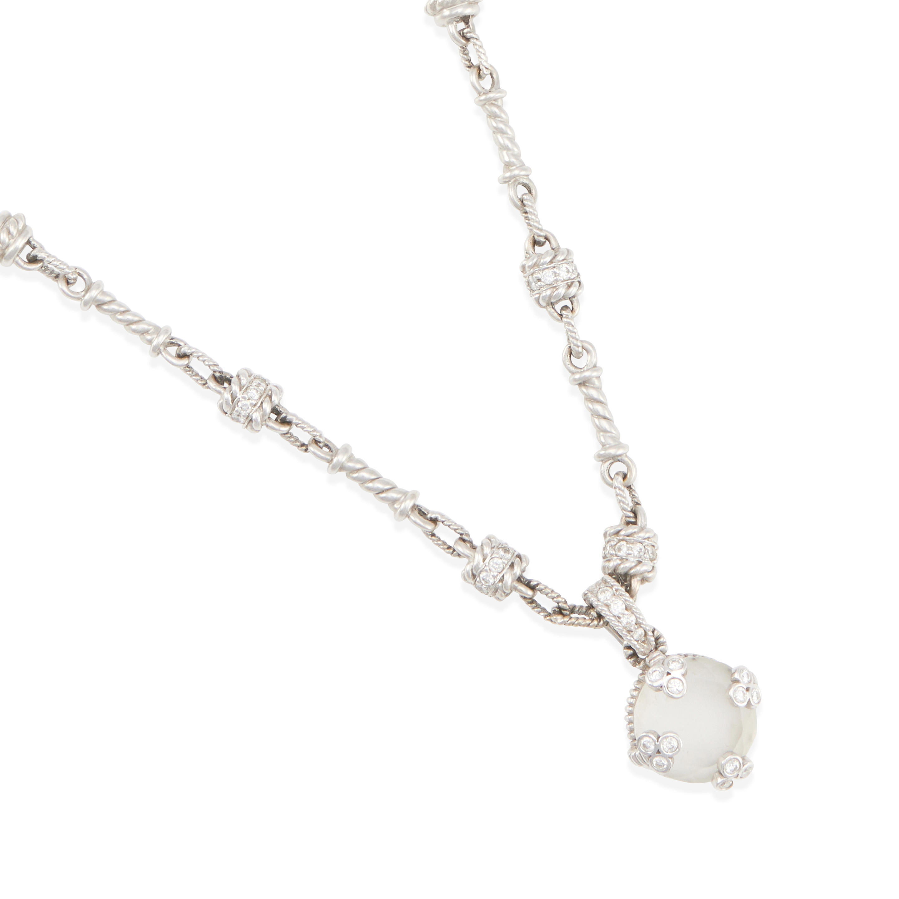JUDITH RIPKA AN 18K WHITE GOLD DIAMOND AND QUARTZ PENDANT