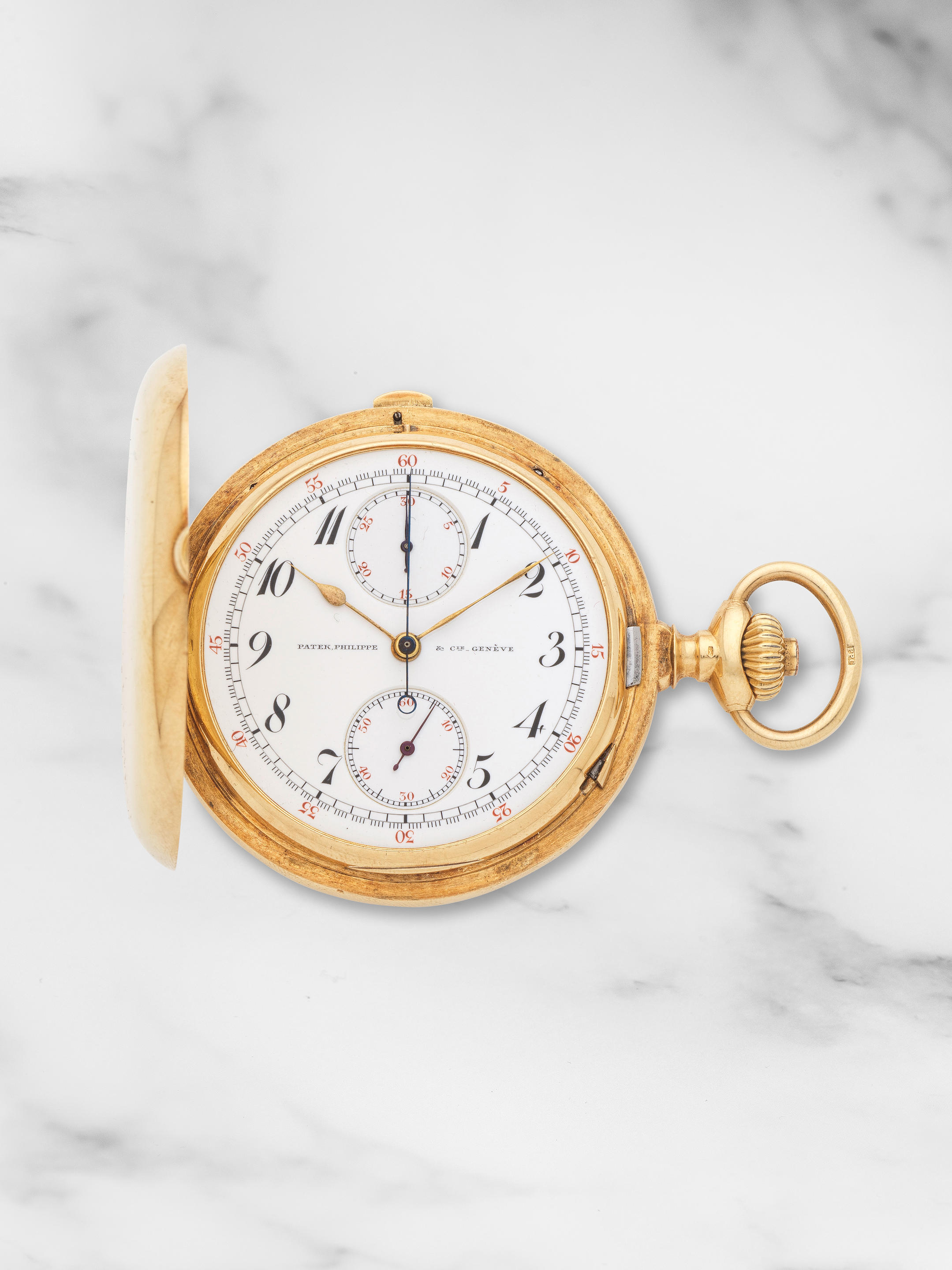 PATEK PHILIPPE AN 18K GOLD FULL HUNTER KEYLESS WIND CHRONOGRAPH