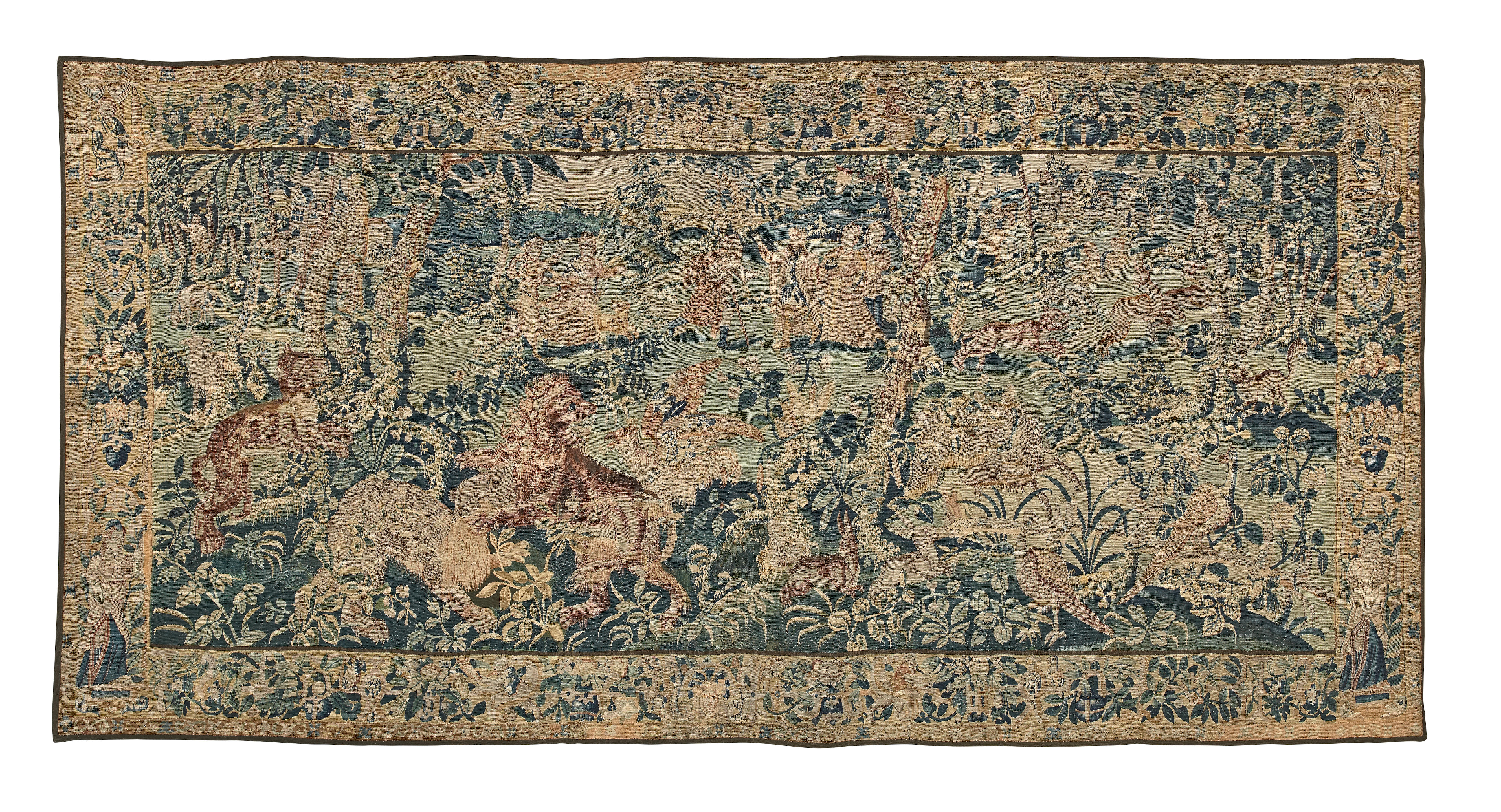 AN AUBUSSON HUNTING TAPESTRY Probably 16th 17th century Woven in