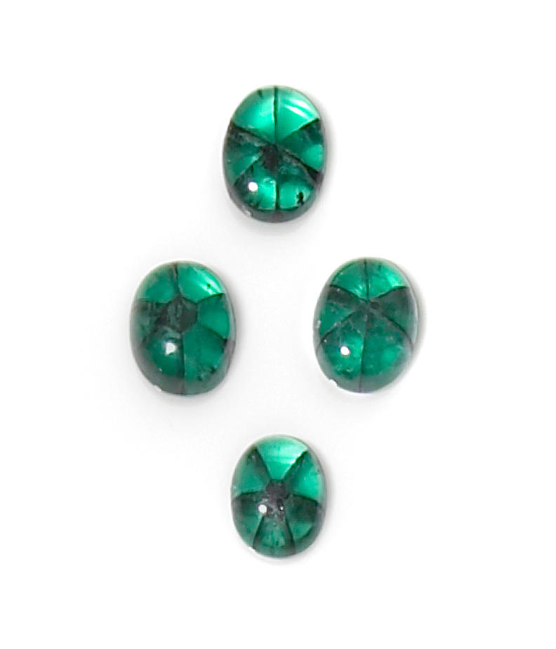 SET OF FOUR TRAPICHE EMERALD CABOCHONS Coscuez La Pe a