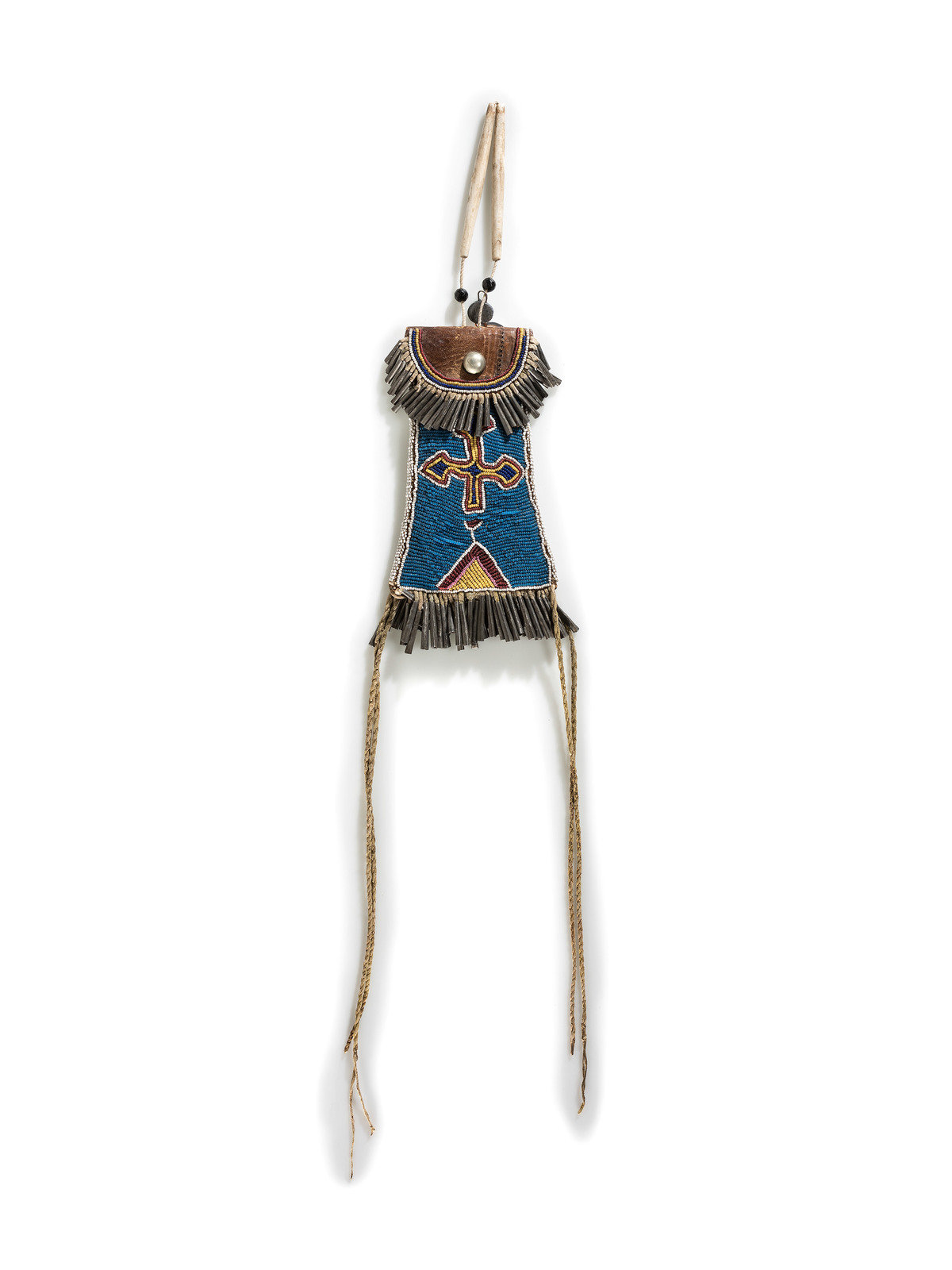 Kiowa Beaded Strike a Light Bag late 19th century having
