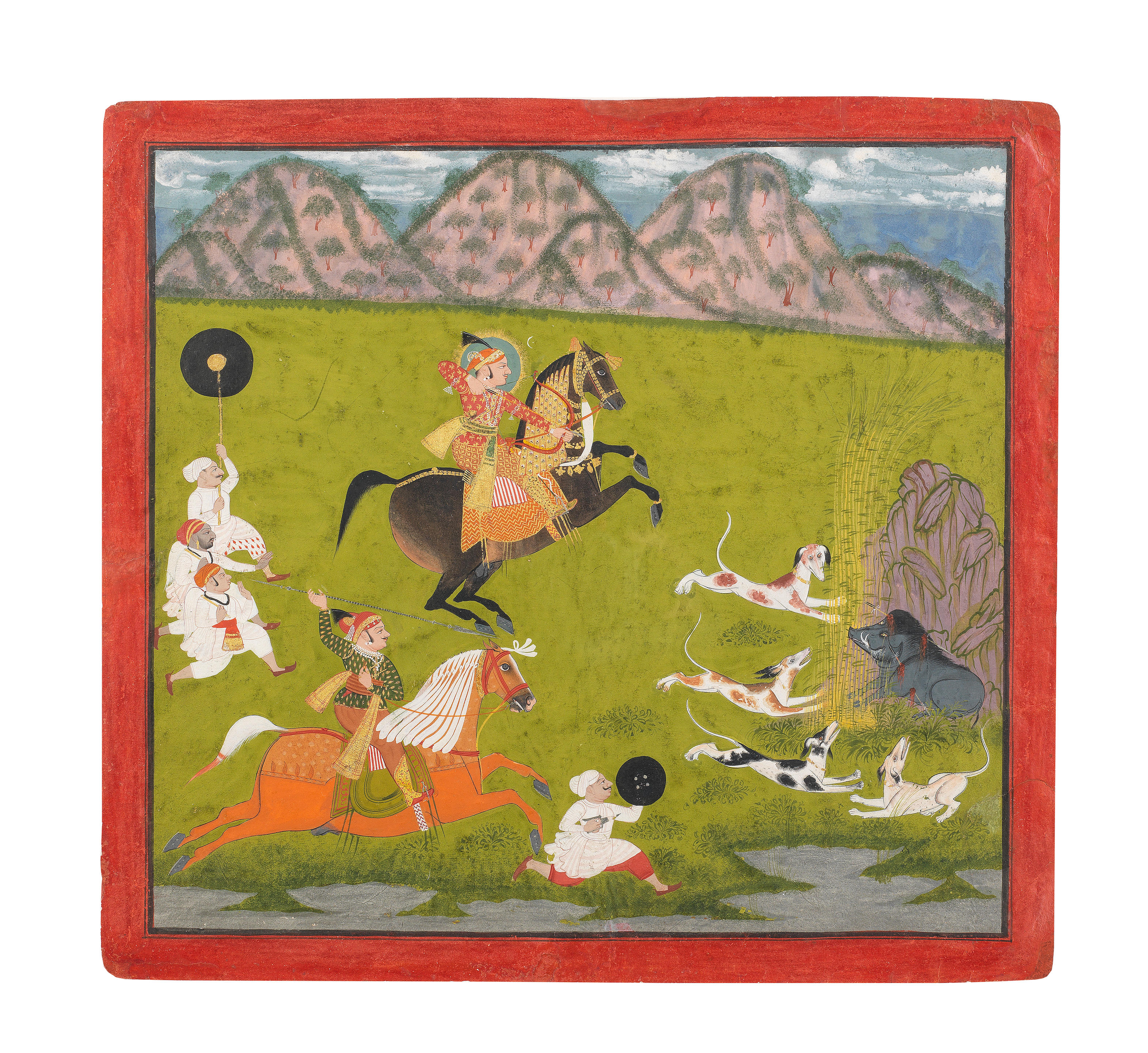 MAHARANA ARI SINGH REG 1761 73 ON HORSEBACK HUNTING A