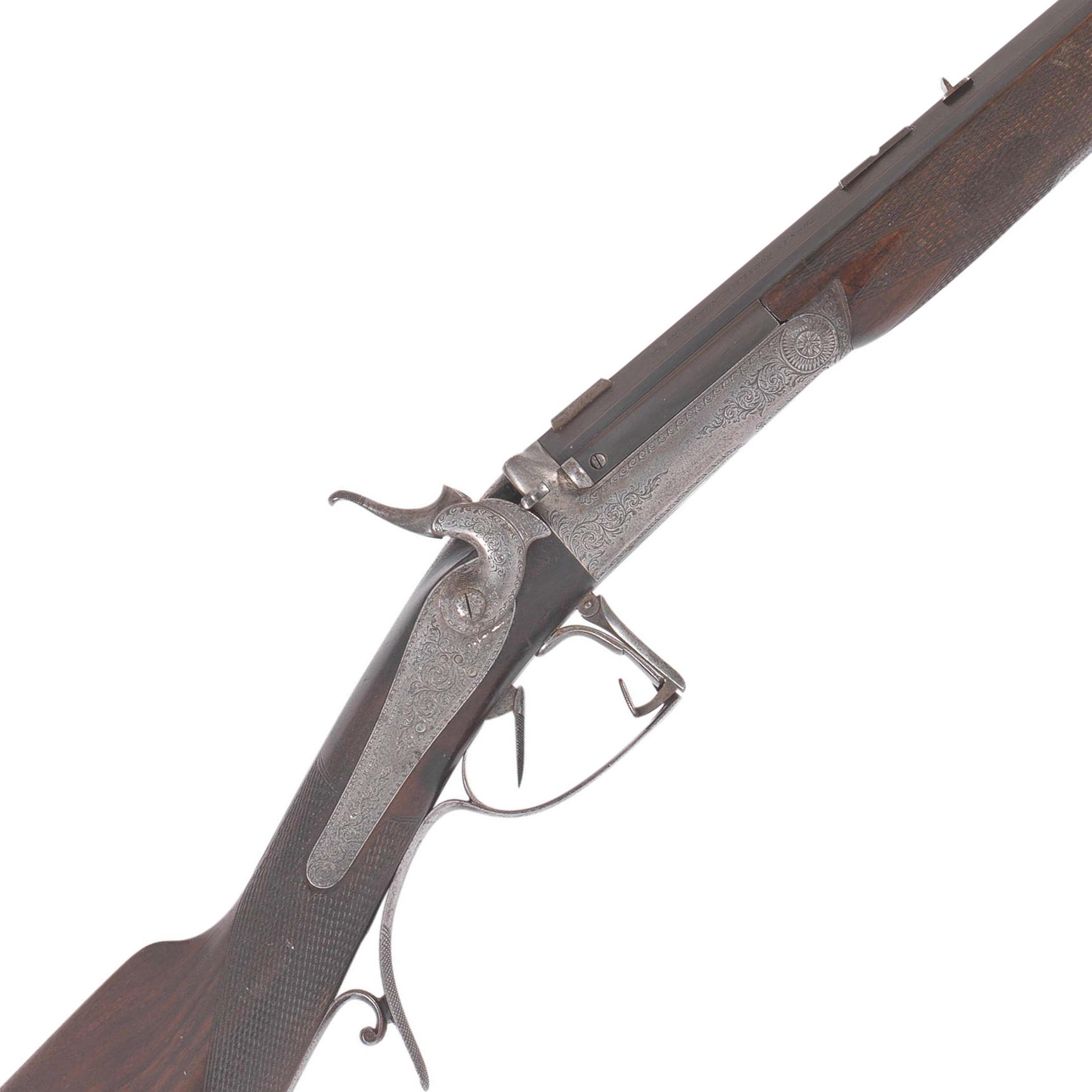 AN EXCEPTIONALLY RARE 360 1 IN SINGLE BARRELLED HAMMER RIFLE