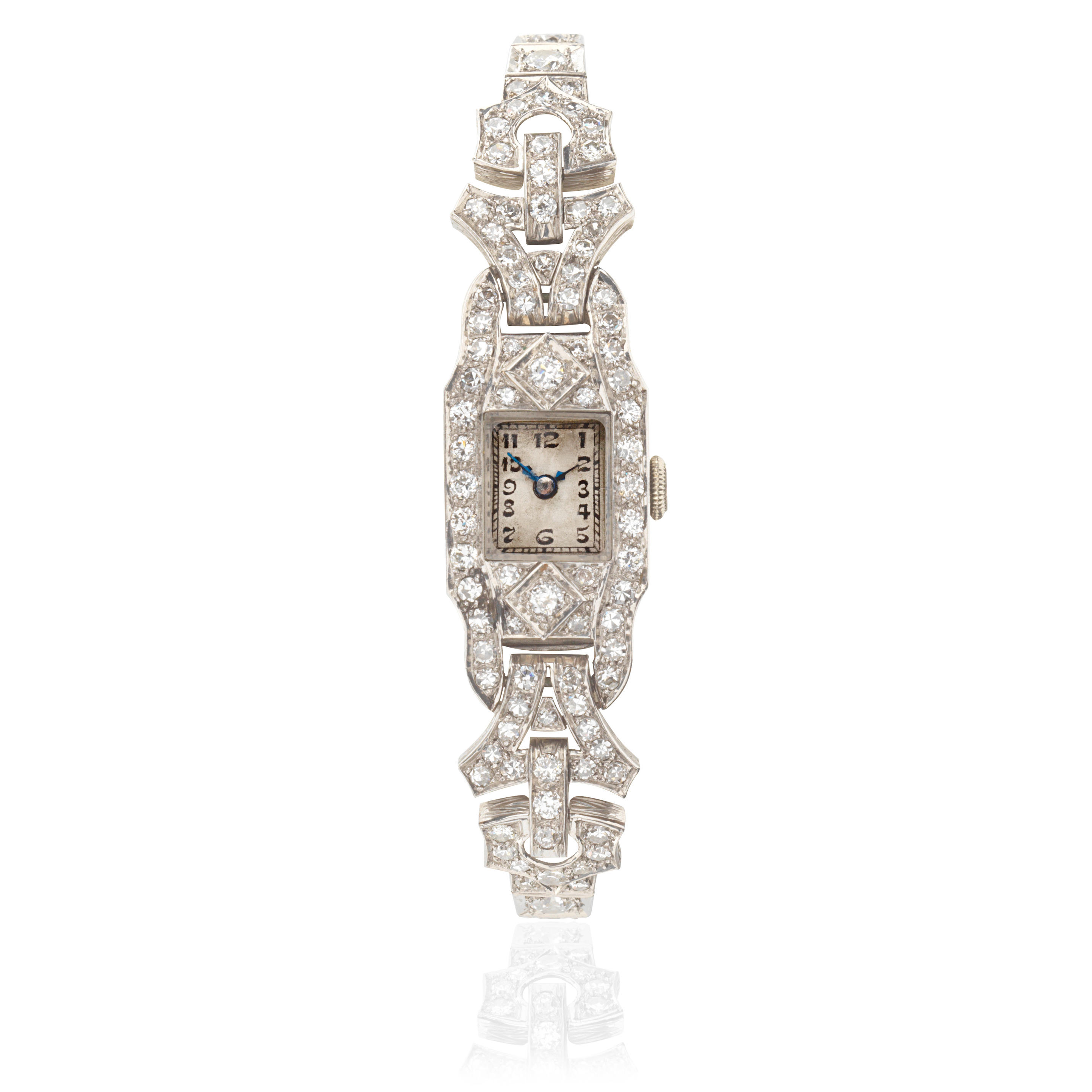 DIAMOND COCKTAIL WATCH The rectangular dial with Arabic numerals within
