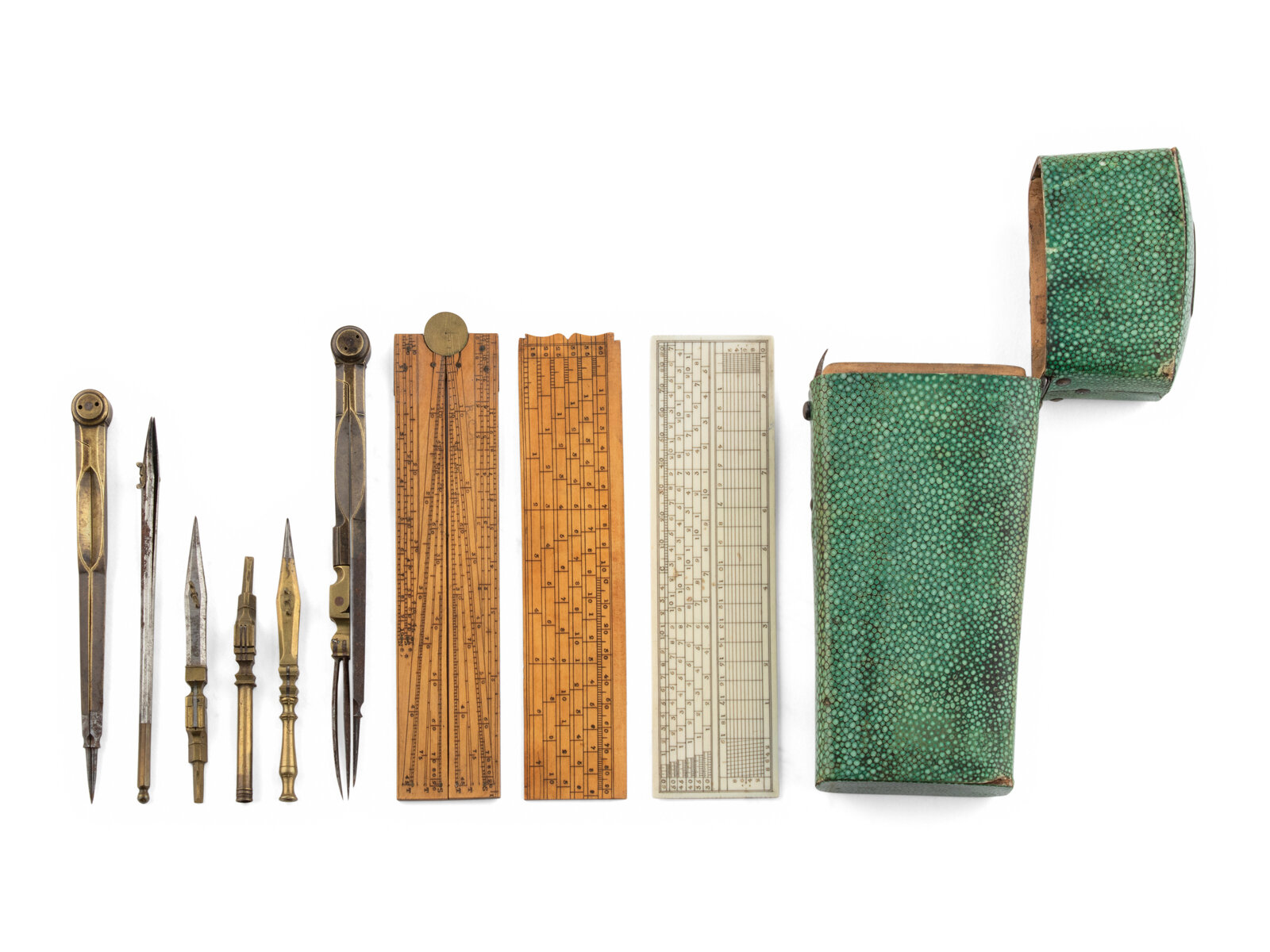 An English Shagreen Cased Drawing Instrument Set Carpenter and Westley