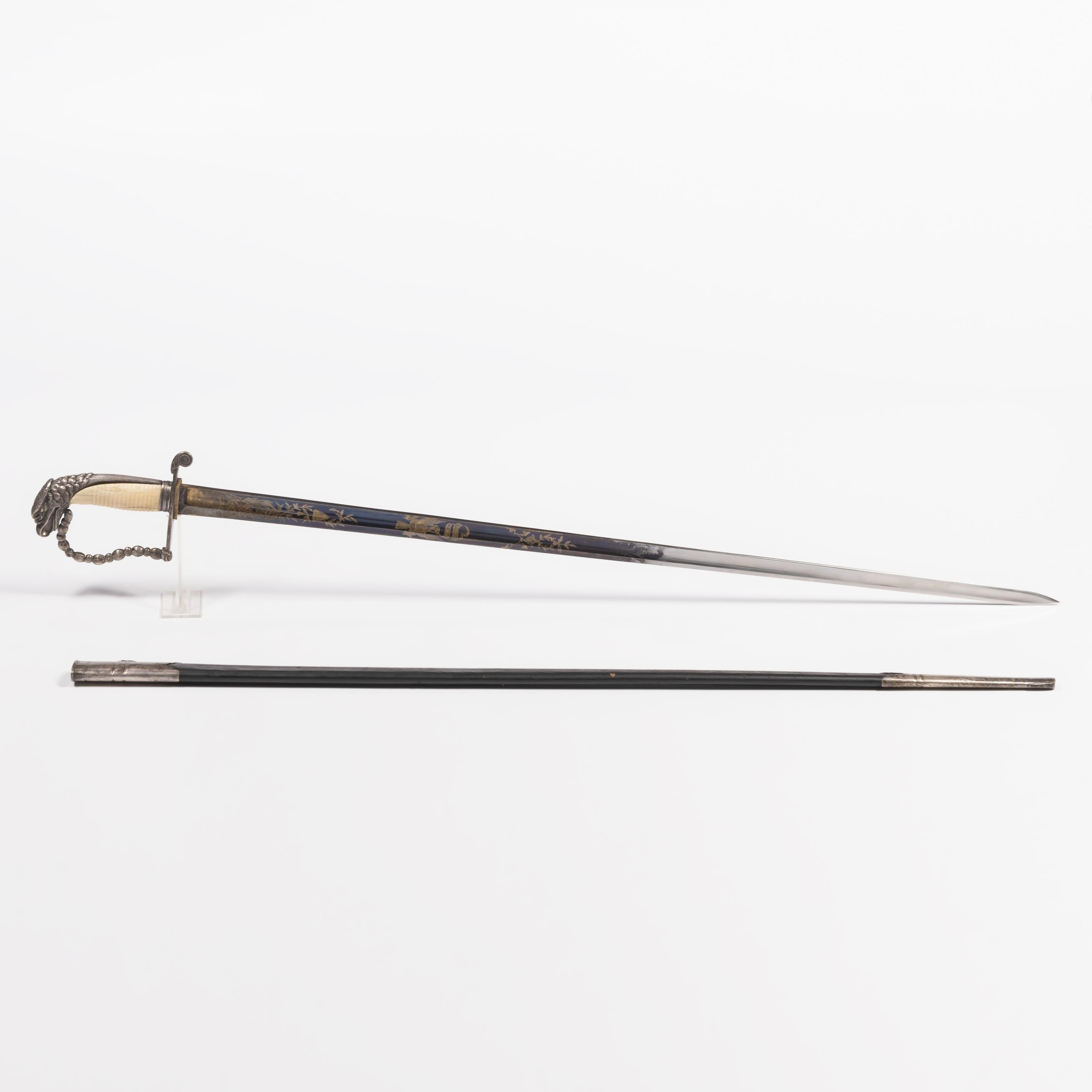 SILVER EAGLE POMMEL INFANTRY OFFICER S SWORD AND SCABBARD CIRCA