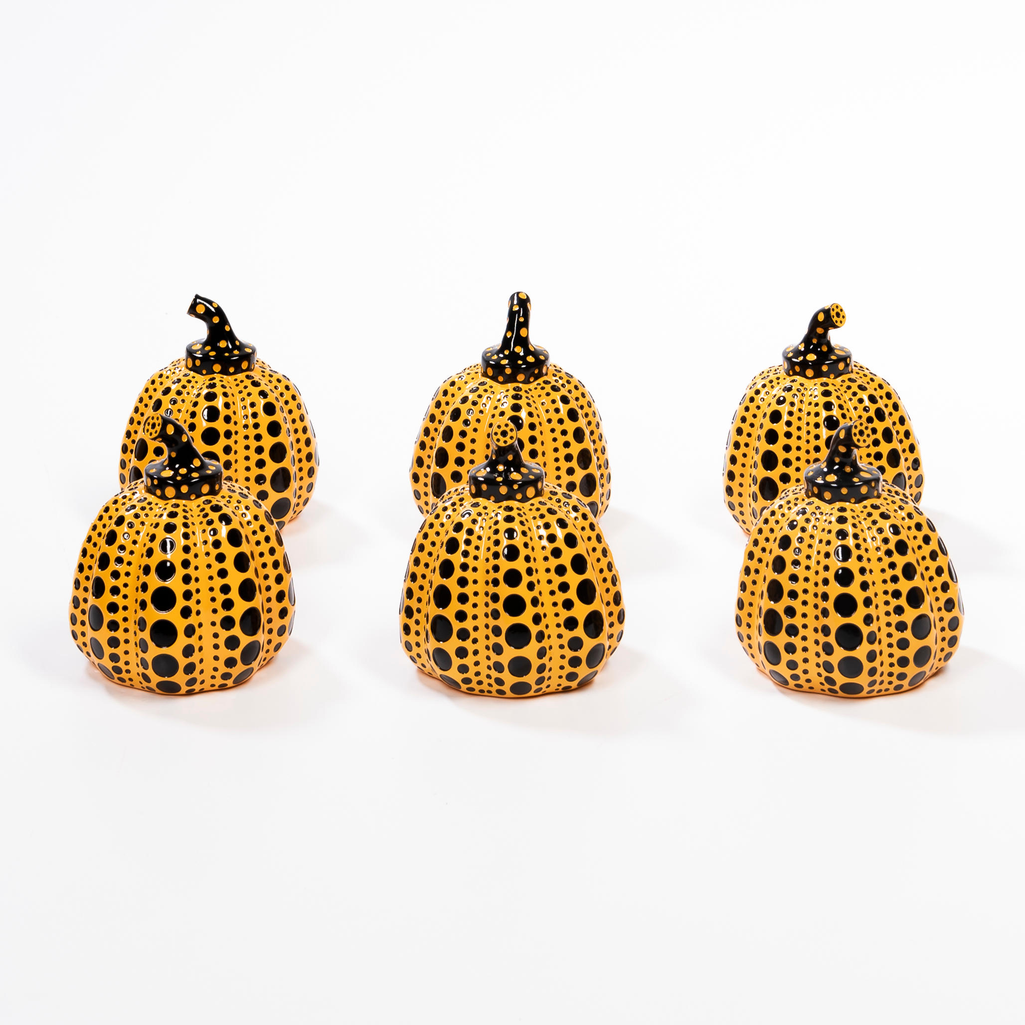 YAYOI KUSAMA JAPANESE BORN 1929 Six Yellow Pumpkins each stamped