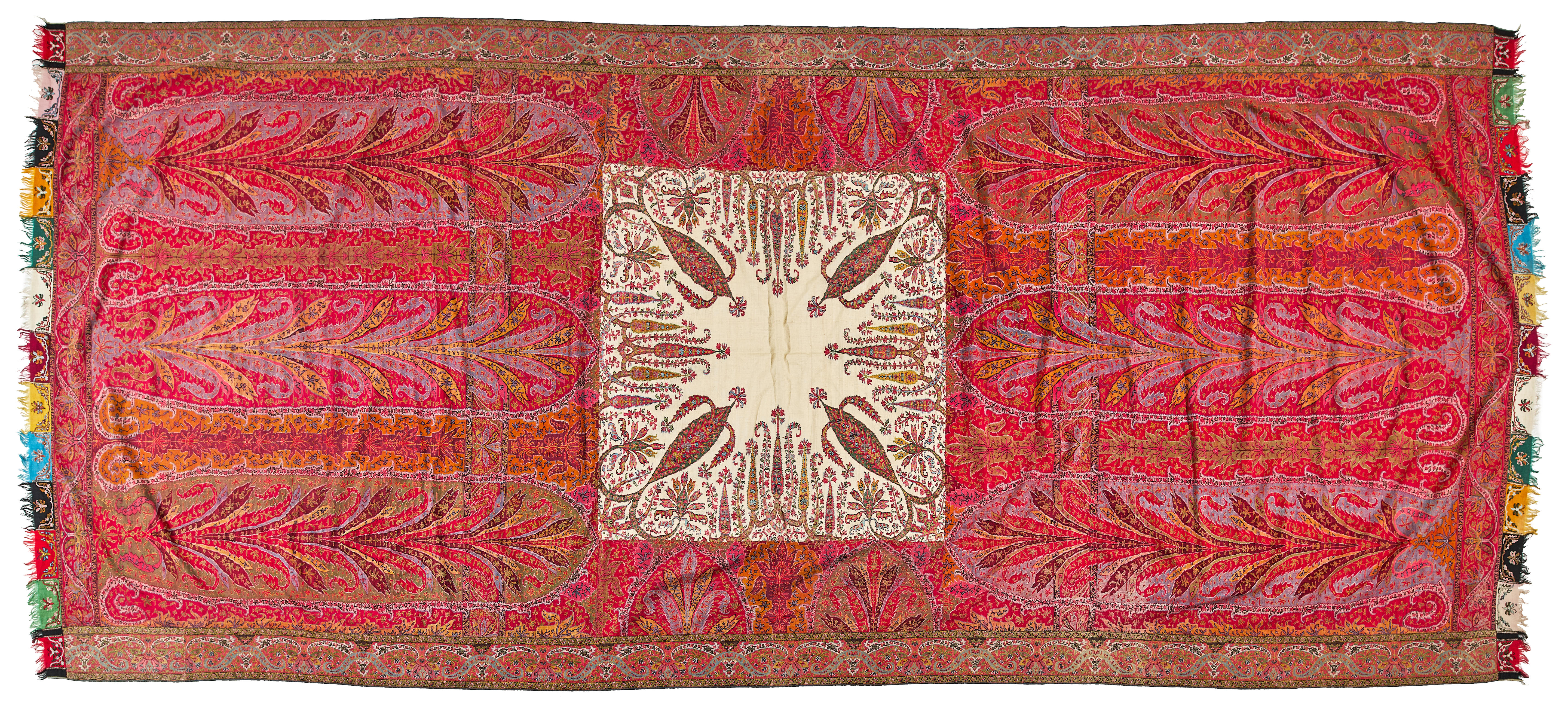 A FINE SIKH WOVEN WOOL SHAWL KASHMIR CIRCA 1840 of