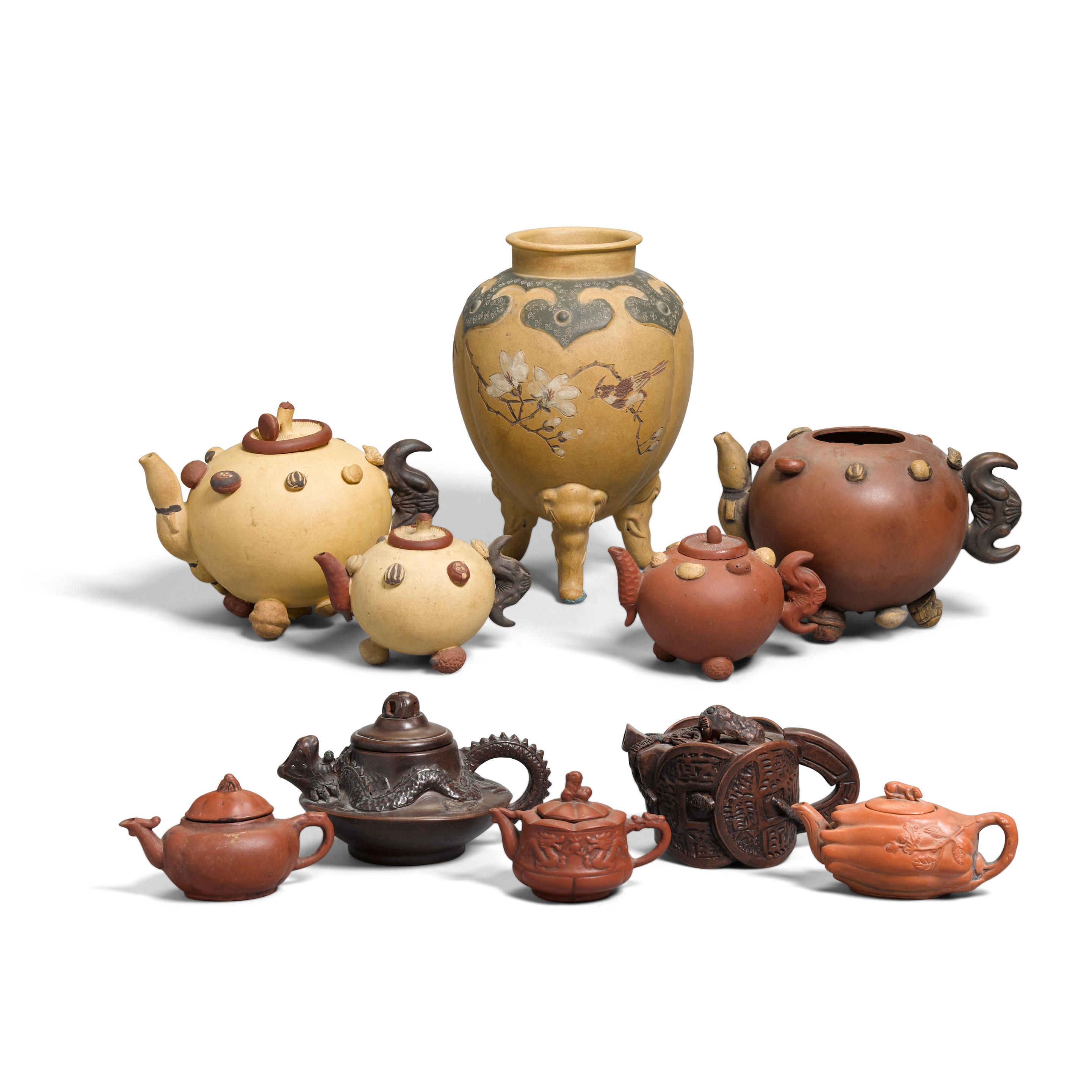 A GROUP OF TEN YIXING WARES 20th century Comprising a