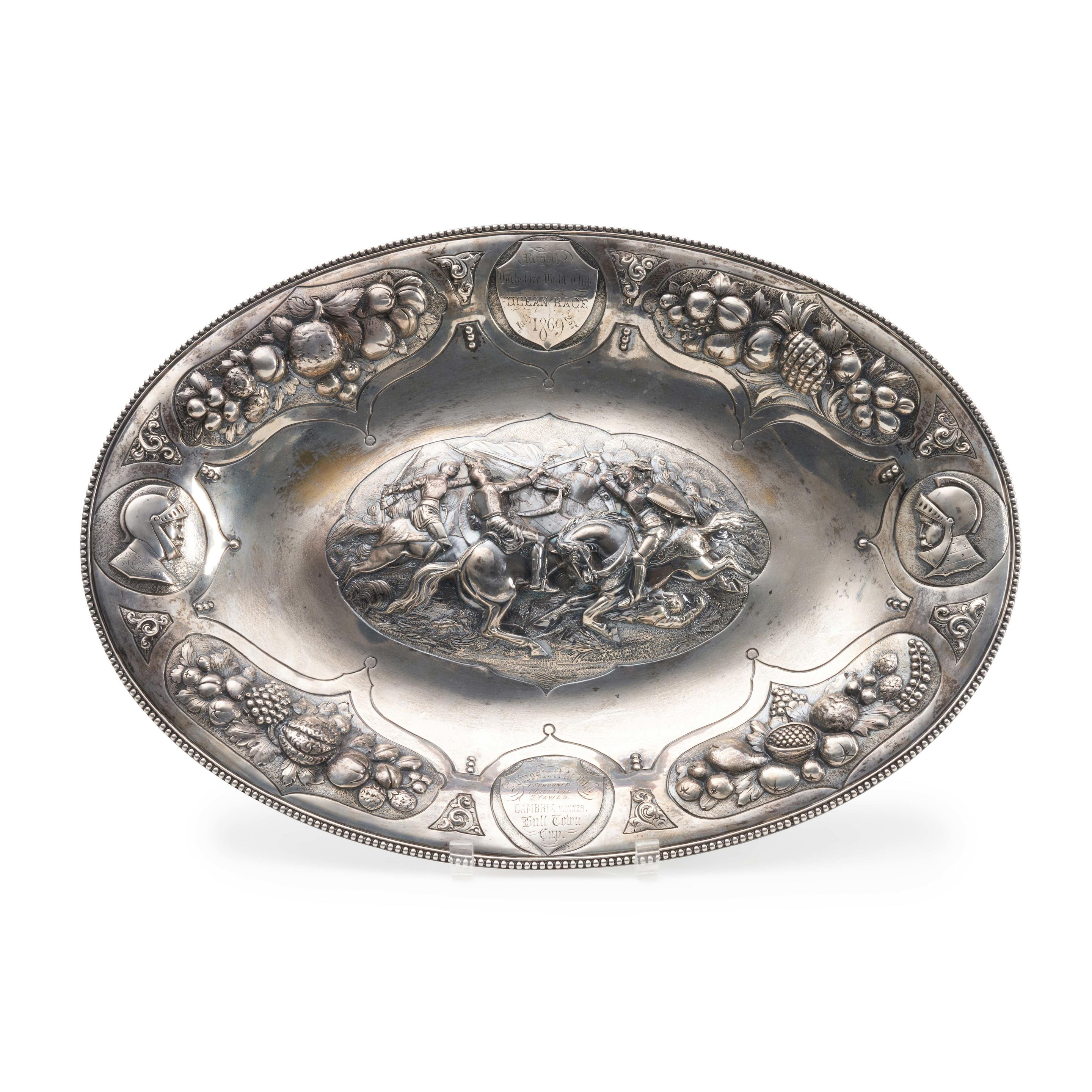 GEORGE III STERLING SILVER YACHTING PRESENTATION TROPHY TRAY London 1782