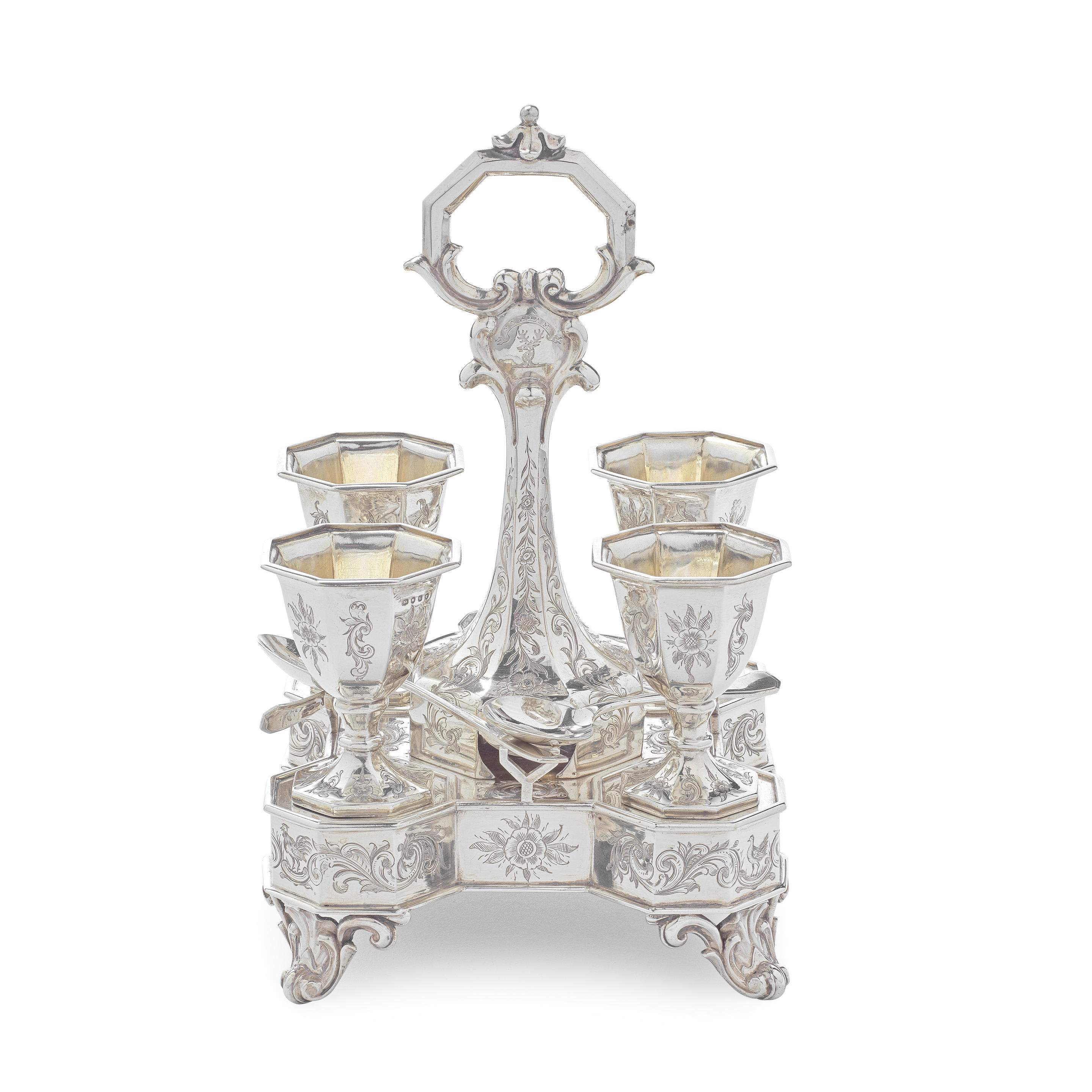 A VICTORIAN SILVER EGG CRUET John Angell II George Angell