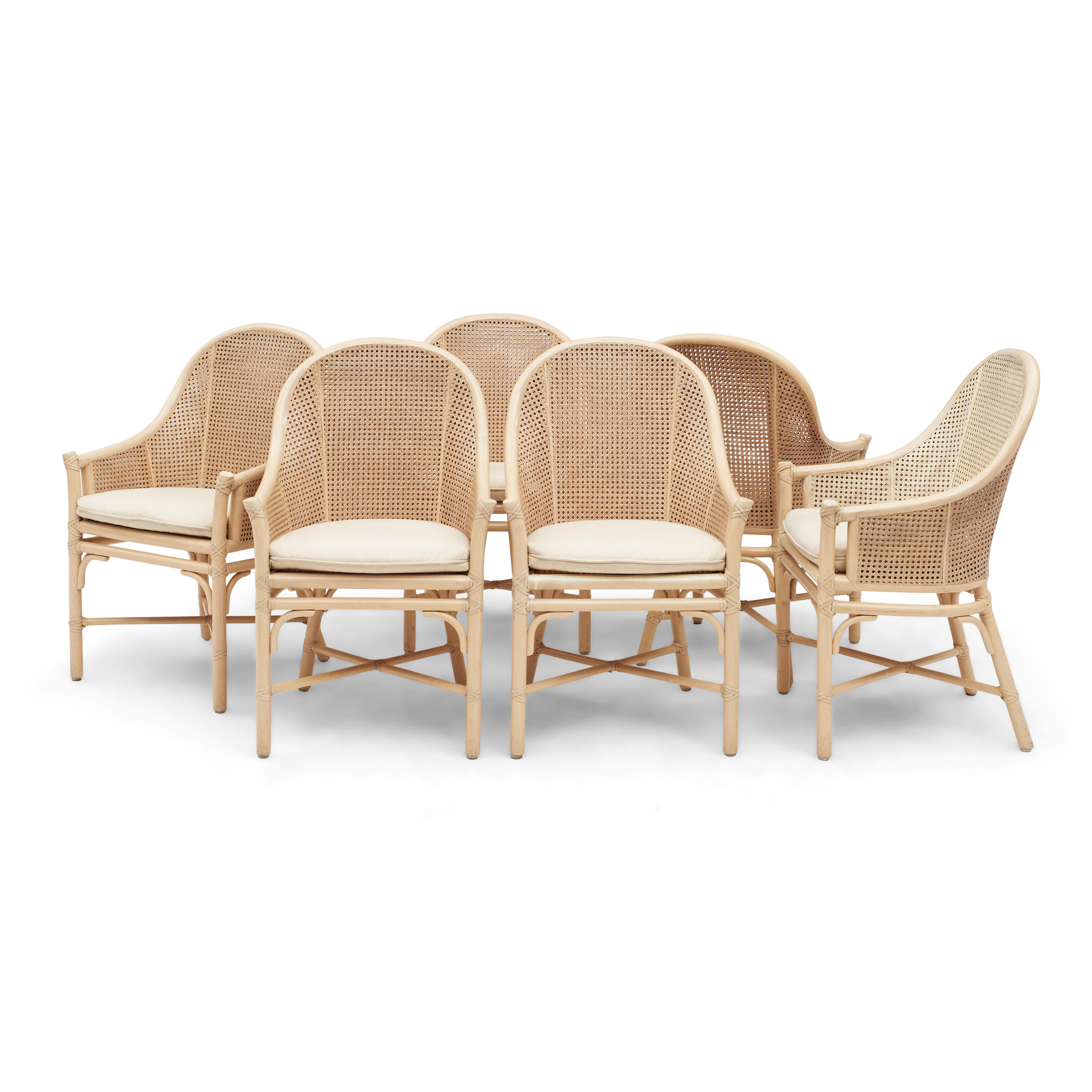 SIX JOHN AND ELINOR MCGUIRE PAINTED RATTAN ARMCHAIRS Philippines c