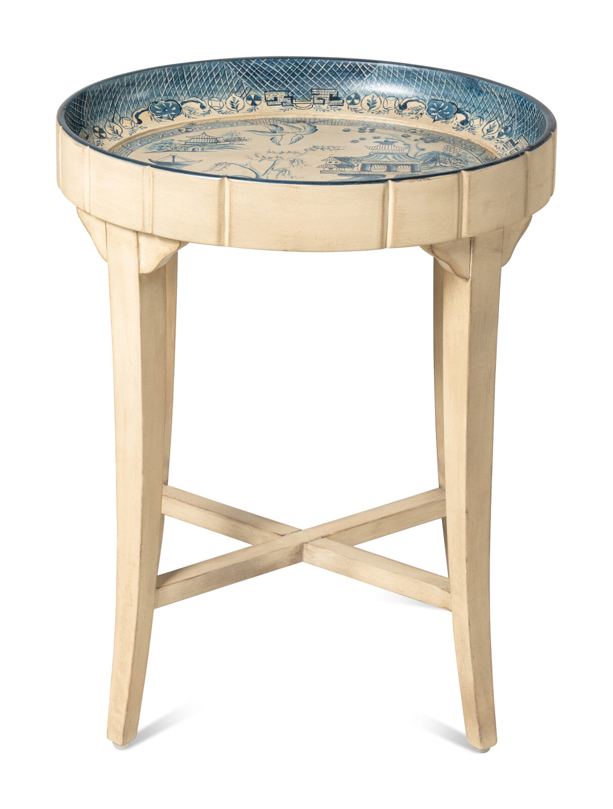 A Chinoiserie Decorated Blue and While Painted Side Table 20th