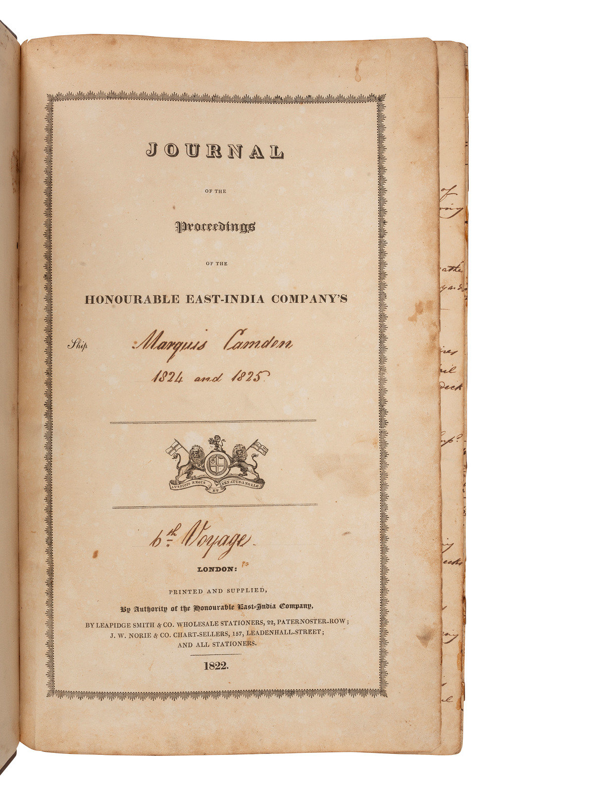 MARITIME MANUSCRIPTS Two manuscripts relating to English shipping comprising 1