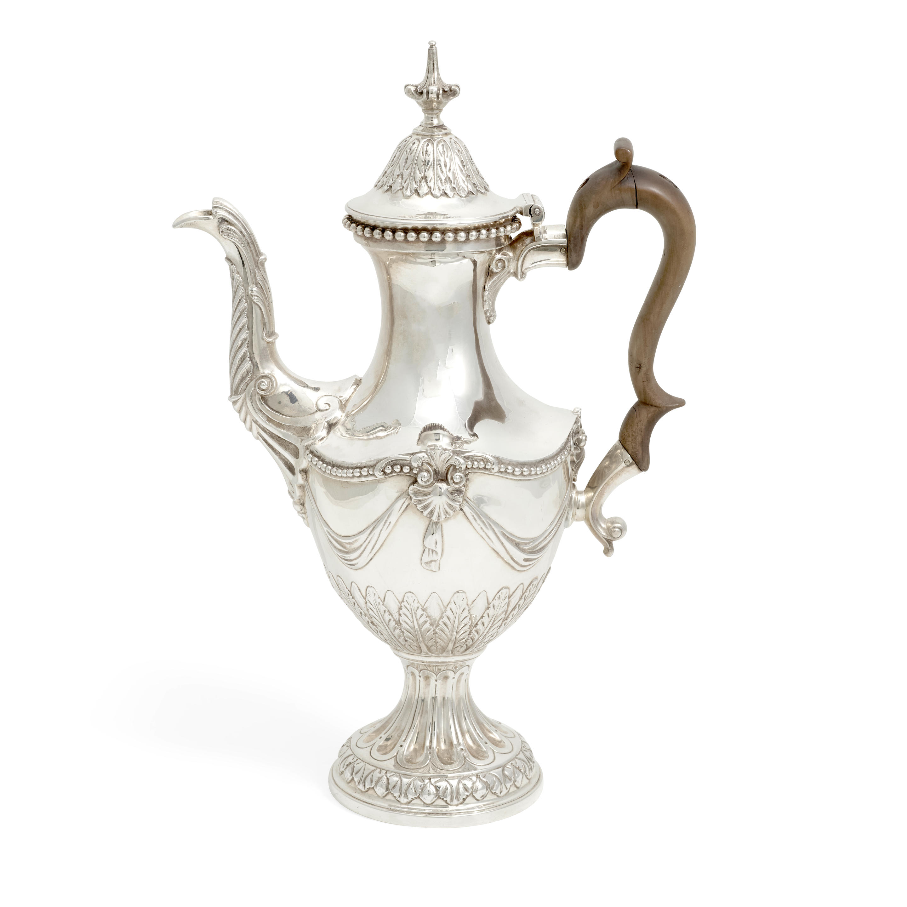 A GEORGE III SILVER NEOCLASSICAL STYLE COFFEE POT by Orlando