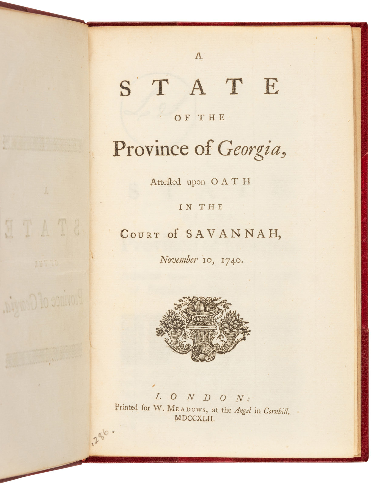 GEORGIA STEPHENS William 1671 1753 A State of the Province
