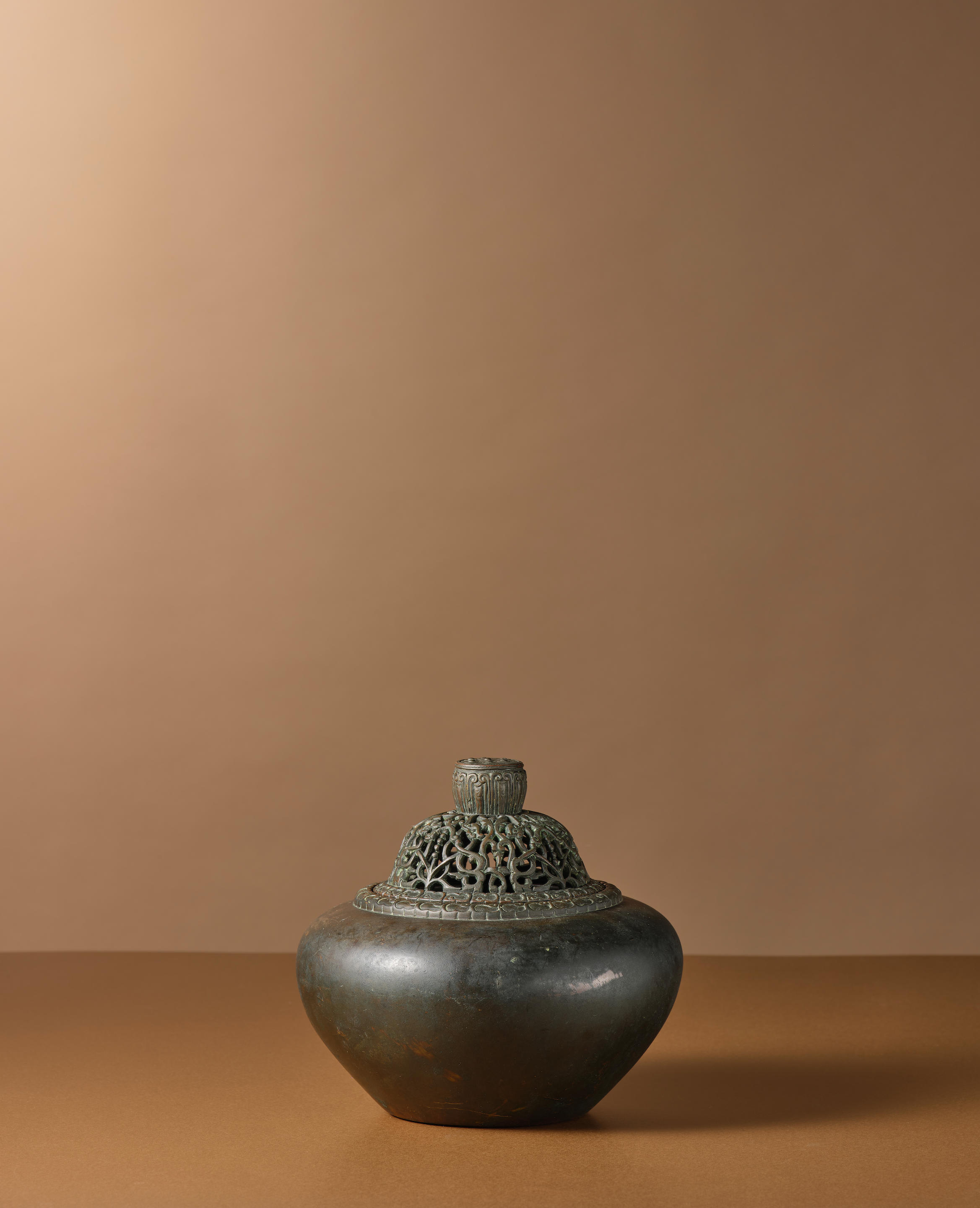 A RARE BRONZE ALMS BOWL AND COVER 18th century Xuande