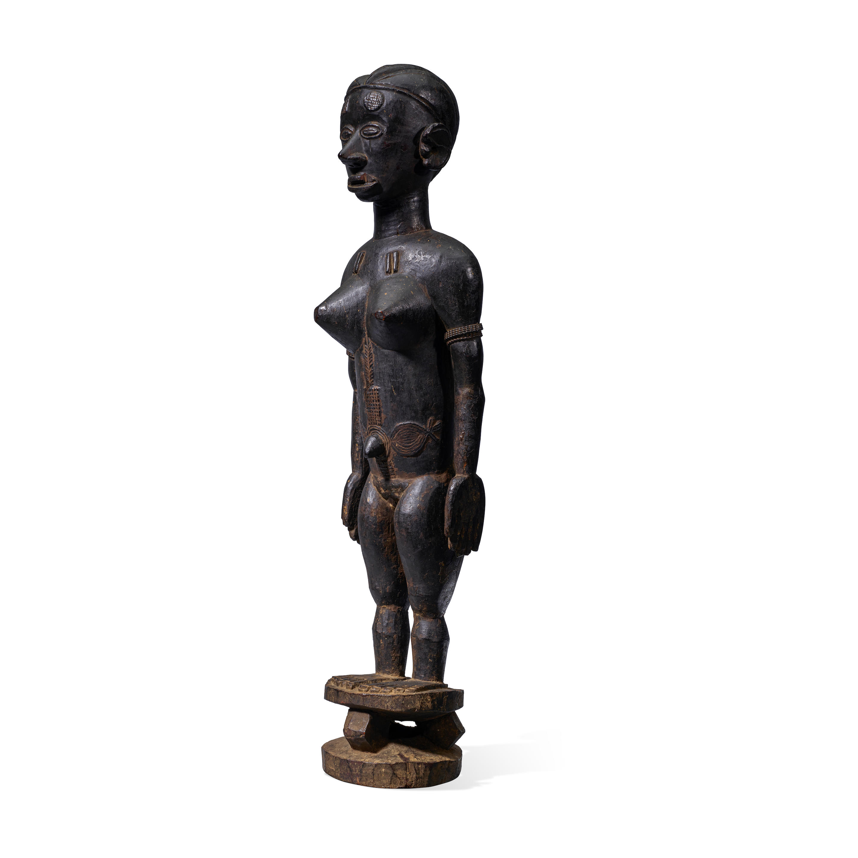 TIV FEMALE FIGURE NIGERIA Wood with polished black patina Height