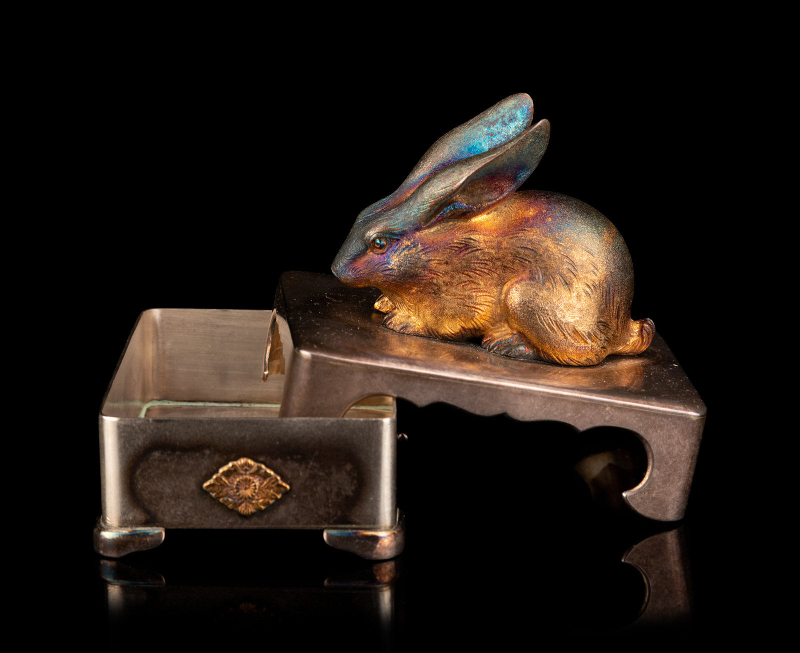 A Fine Japanese Silver Rabbit Form Bonbonni re 1924 the