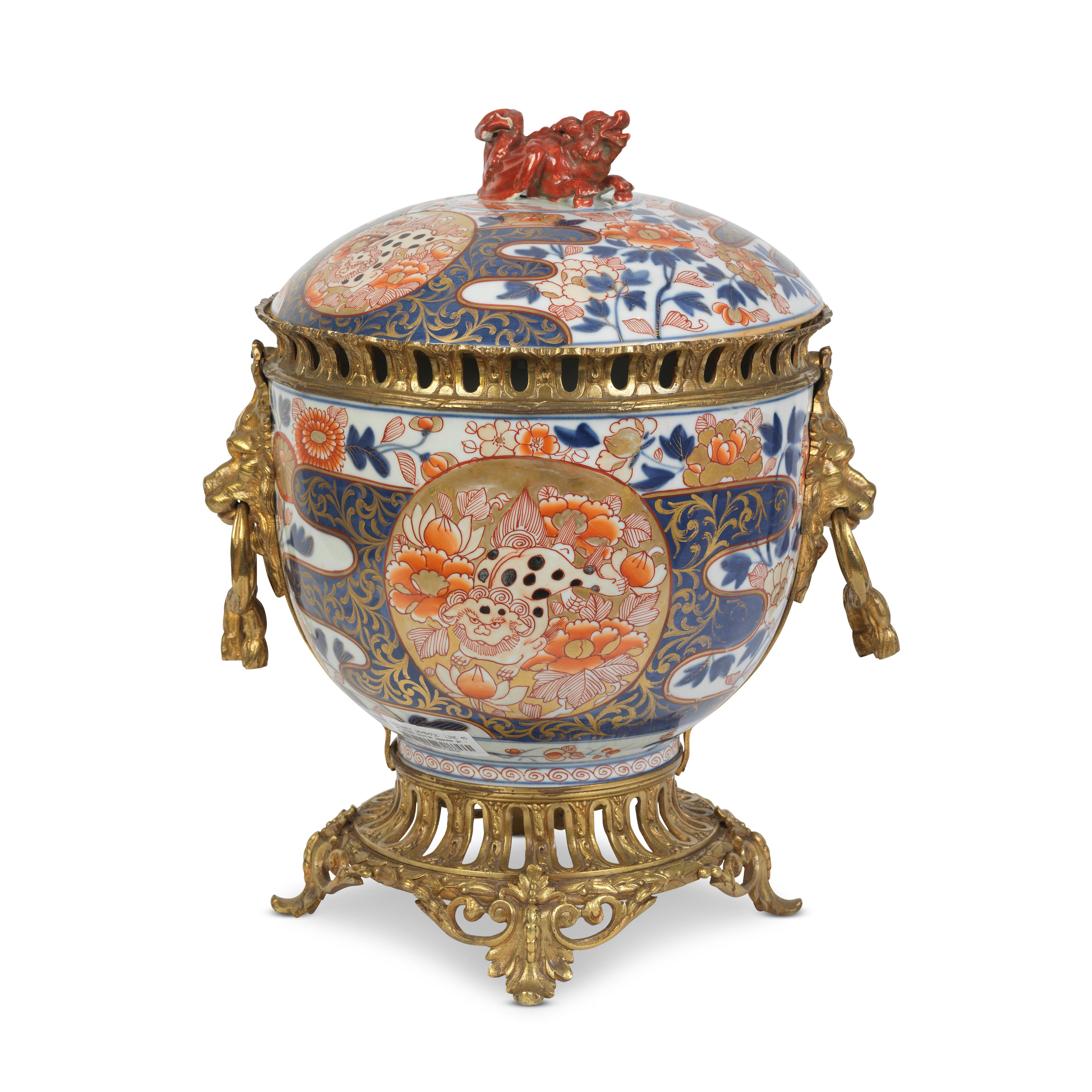 A FRENCH GILT BRONZE MOUNTED JAPANESE IMARI PORCELAIN BOWL AND