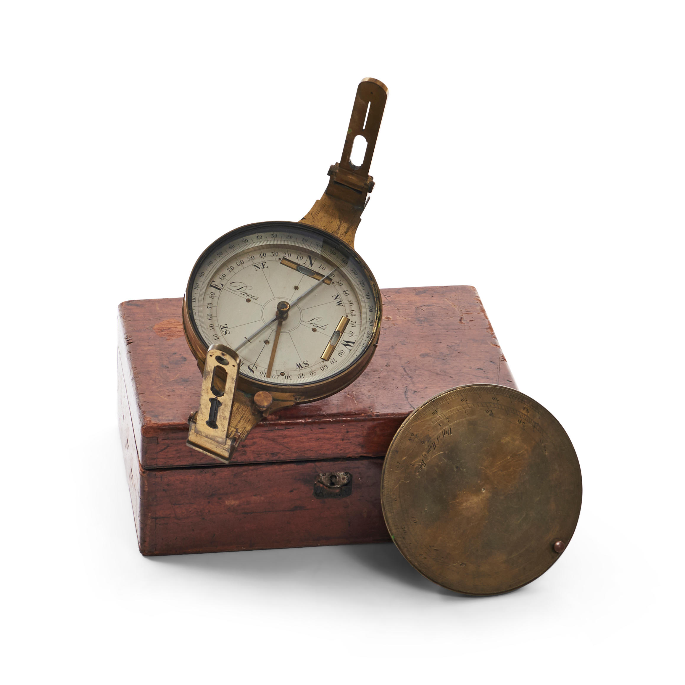 DAVIS SIGNED SURVEYOR S COMPASS LEEDS ENGLAND 4 in dia