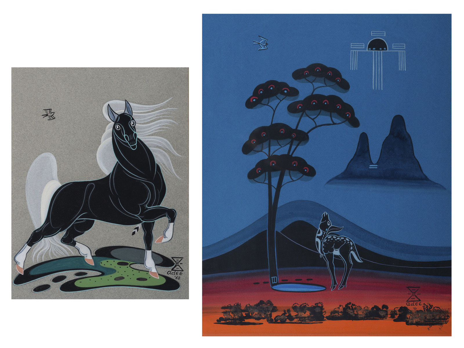 Adee Dodge Din 1911 1992 untitled fawn with bird AND