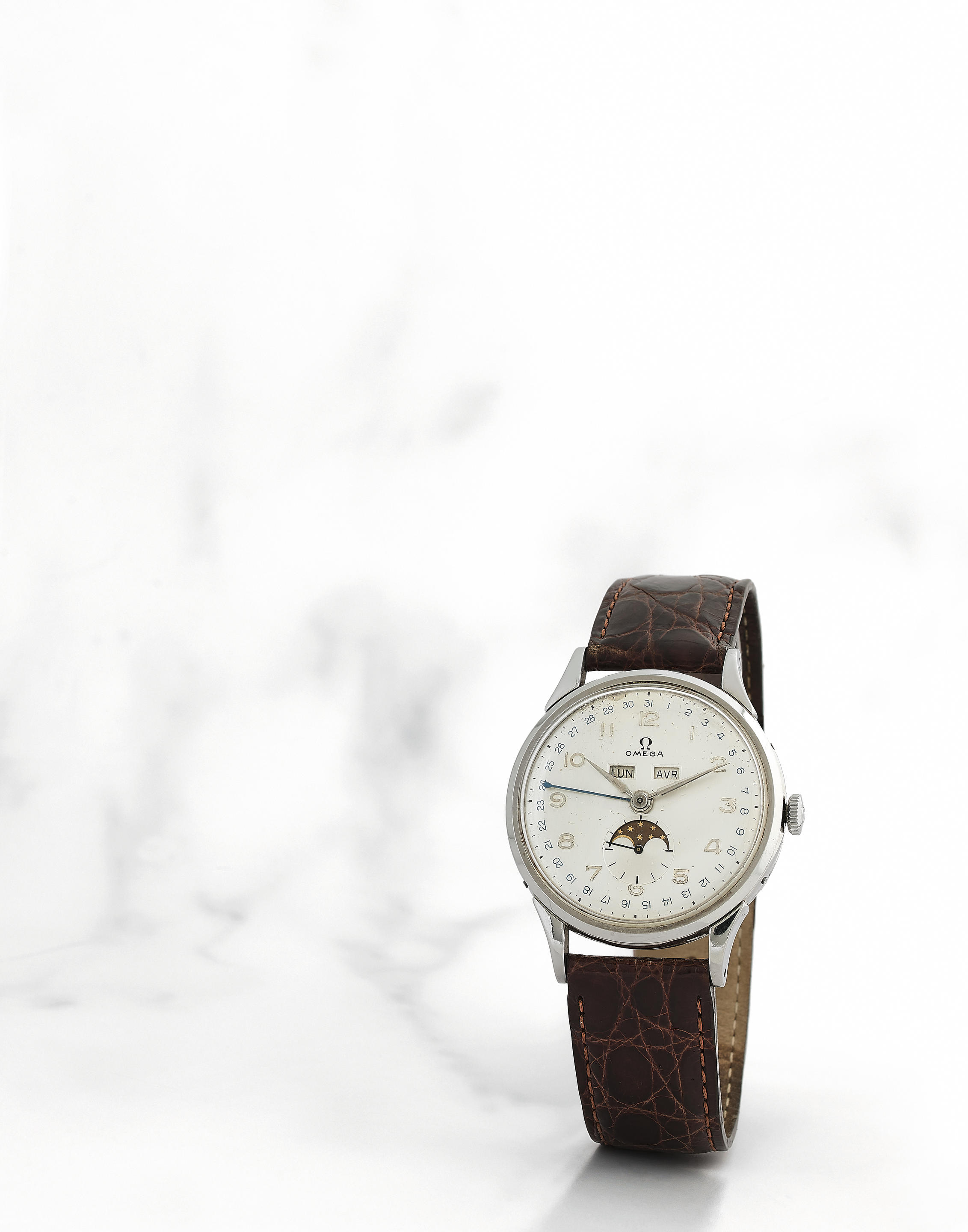 OMEGA MONTRE BRACELET EN ACIER AVEC TRIPLE CALENDRIER ET PHASE