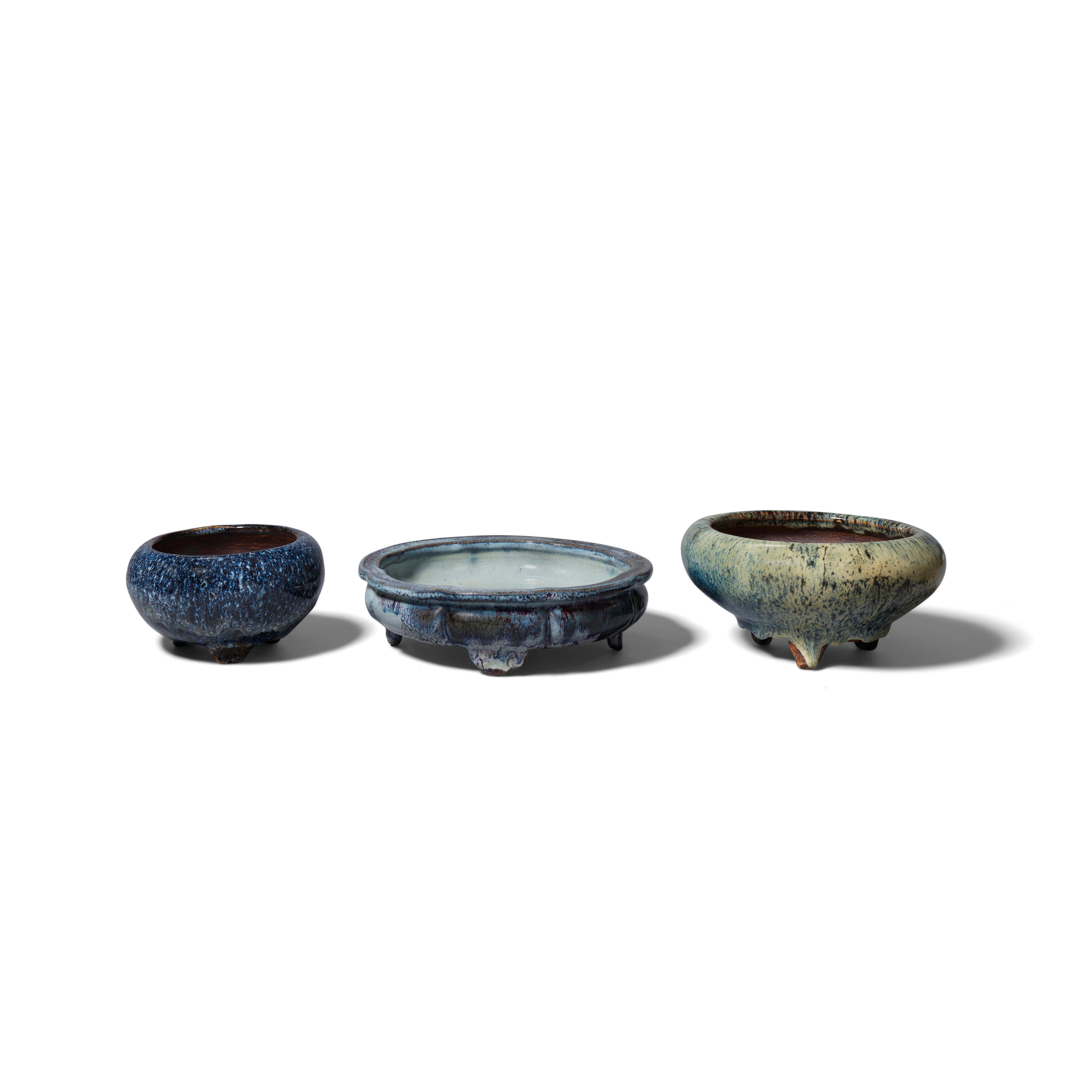 THREE SHIWAN CERAMICS 20th century Comprising a Jun type narcissus
