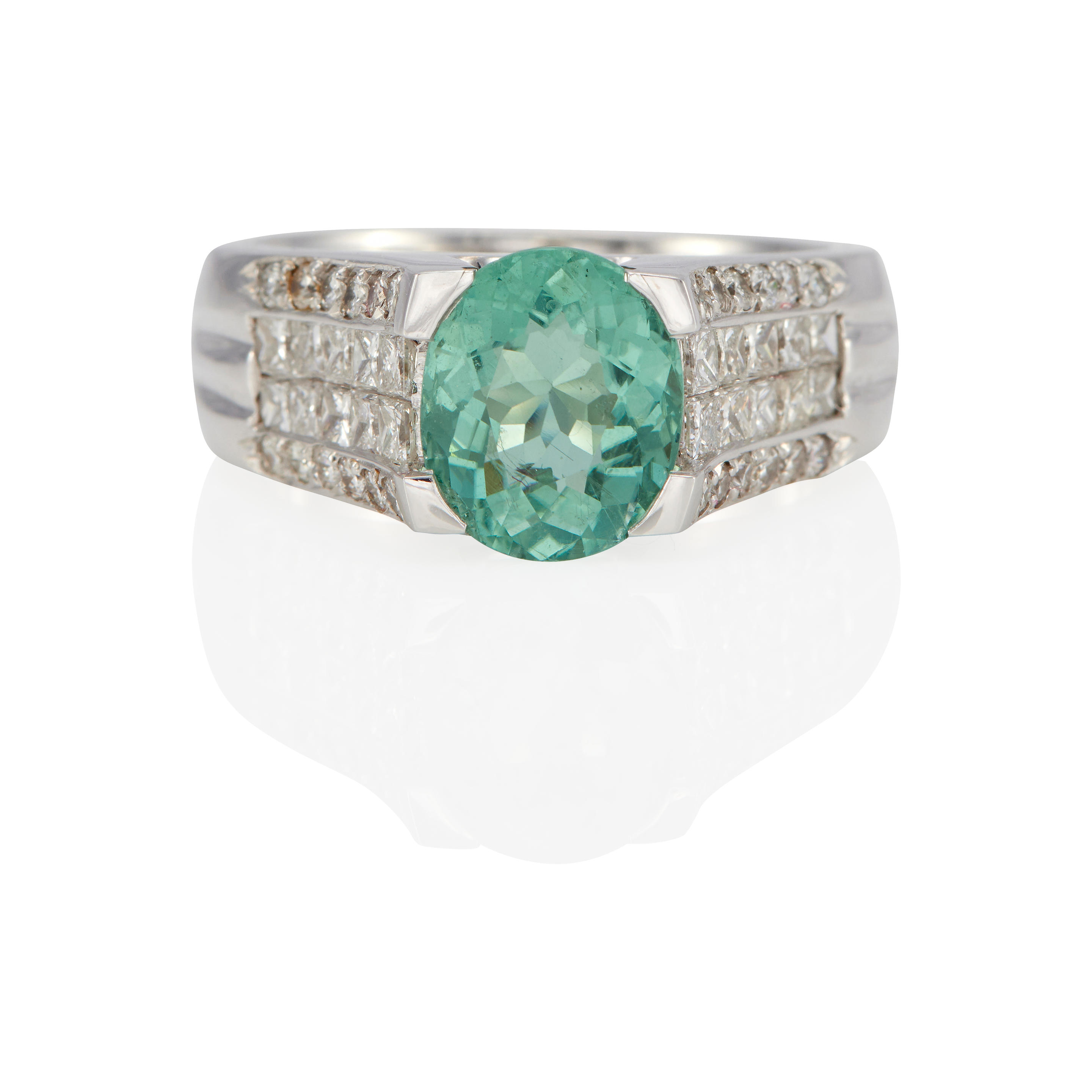 18K GOLD TOURMALINE AND DIAMOND RING WITH GIA REPORT 18k