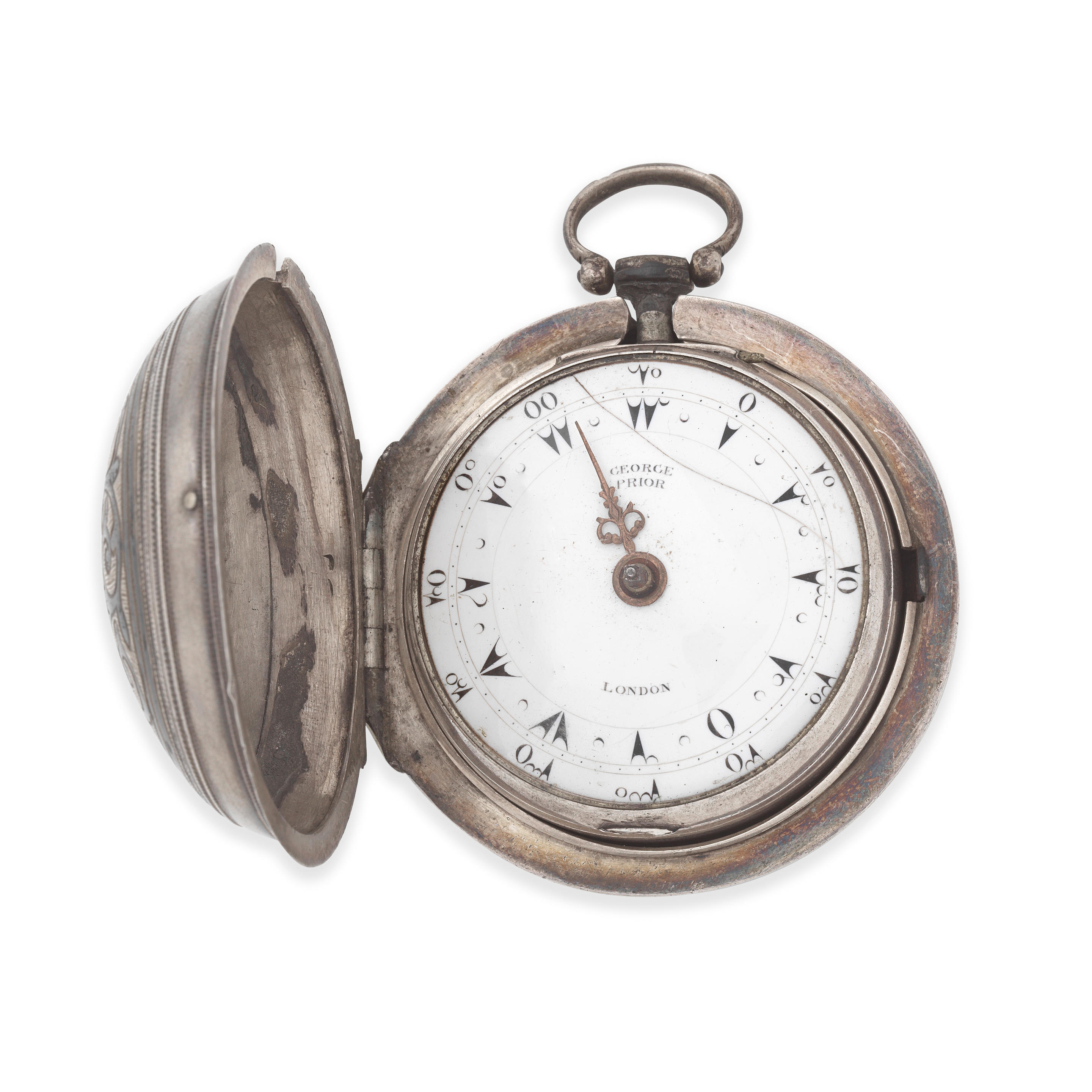 GEORGE PRIOR LONDON A SILVER KEY WIND PAIR CASE POCKET
