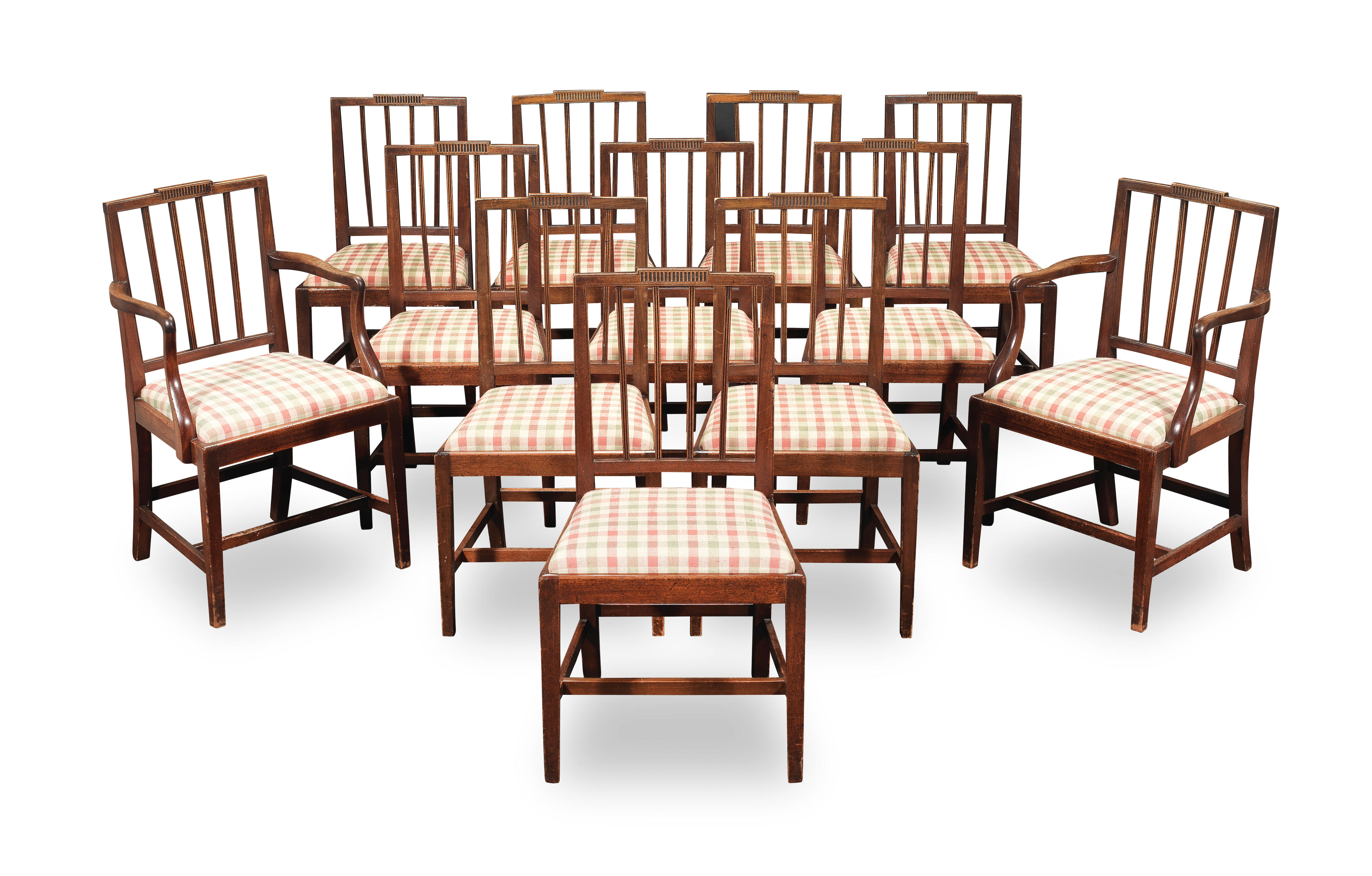 A MATCHED SET OF TWELVE MAHOGANY DINING CHAIRS the eight