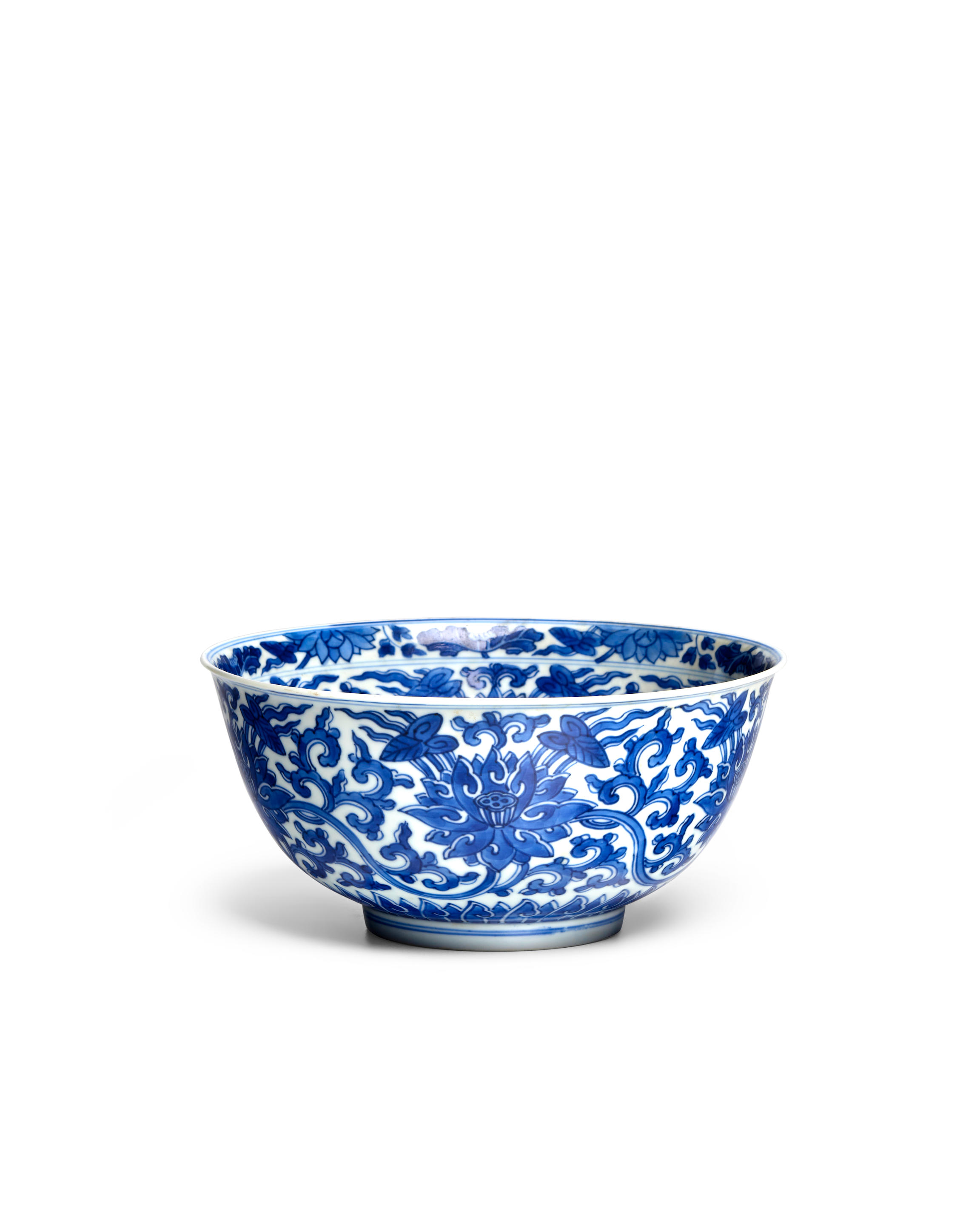 A BLUE AND WHITE LOTUS BOWL Kangxi six character mark