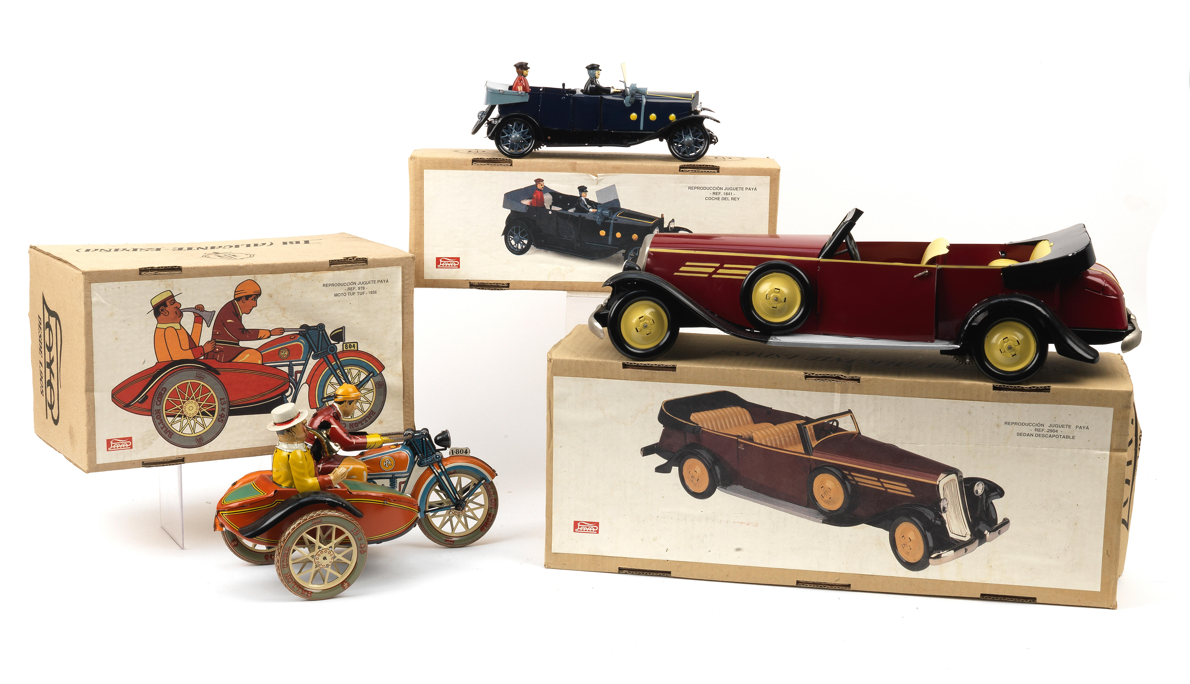 THREE BOXED REPRODUCTION LIMITED EDITION TINPLATE CLOCKWORK TOYS BY PAYA