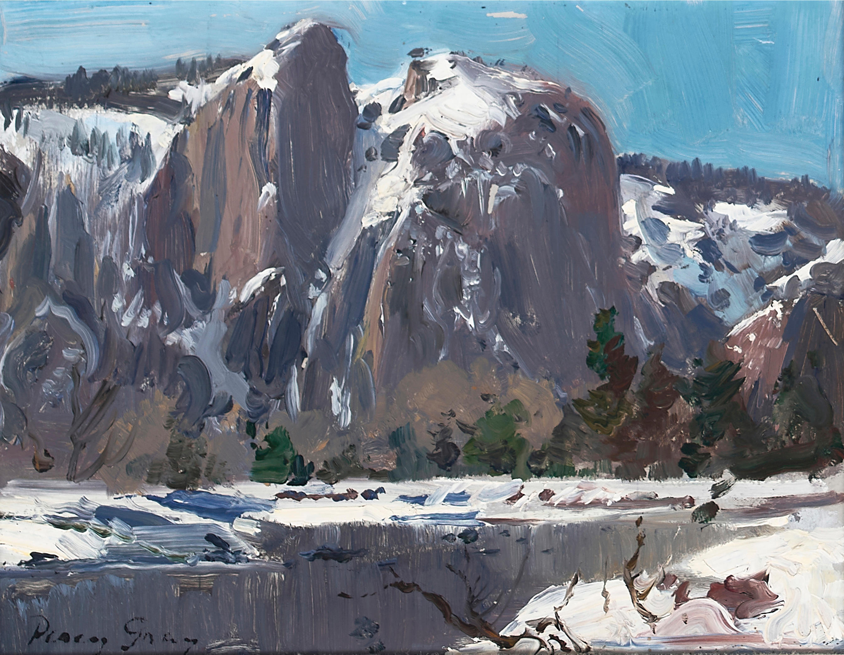 PERCY GRAY 1869 1952 Yosemite in Winter signed Percy Gray