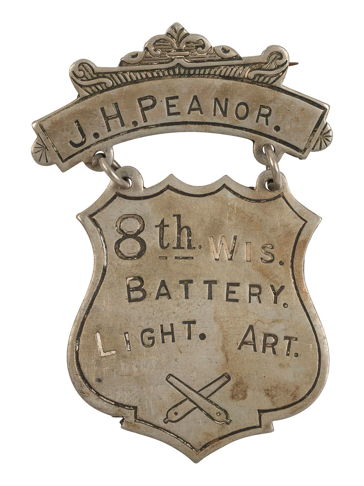 CIVIL WAR 8th Wisconsin Battery Light Artillery ladder badge identified