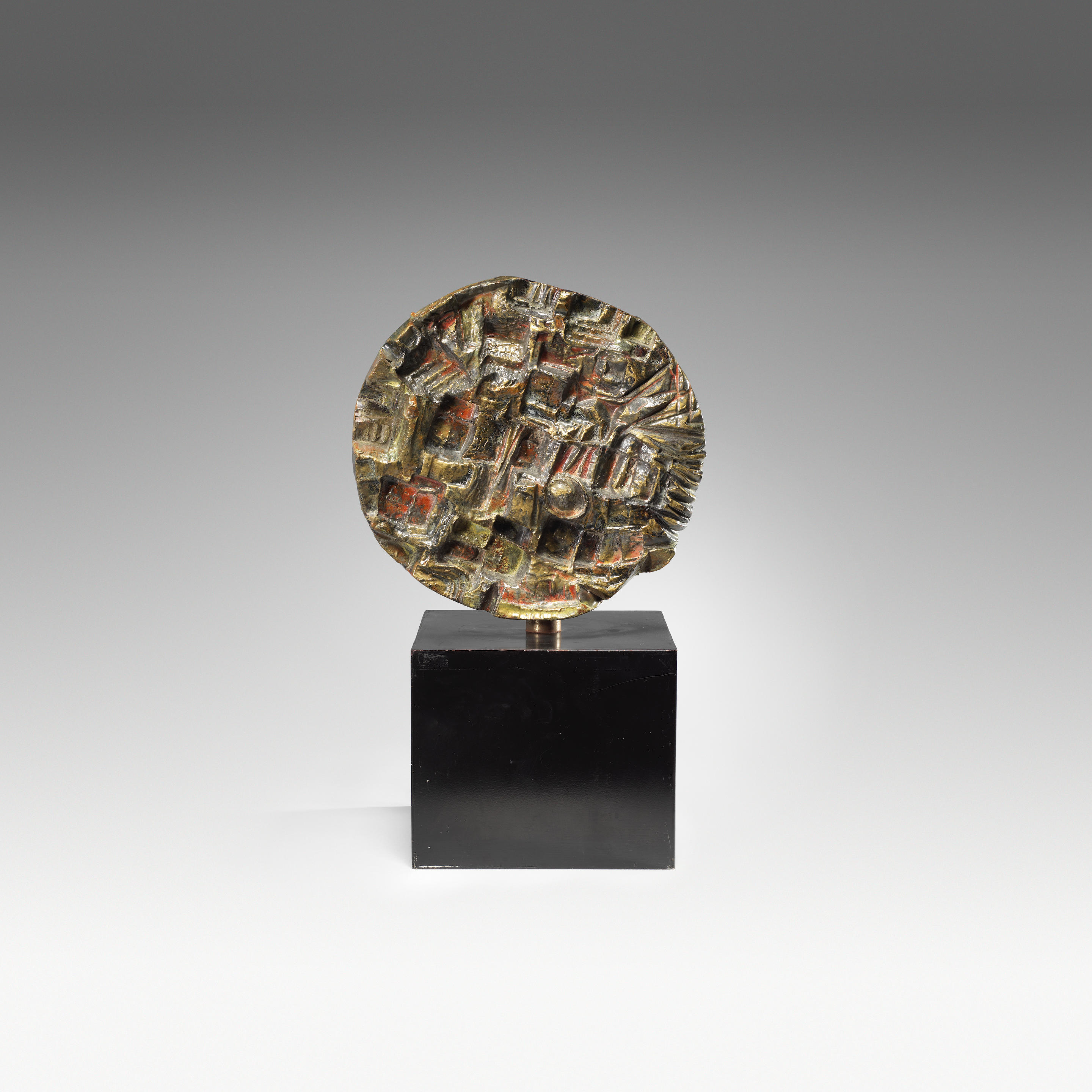 MARCELLO FANTONI Abstract sculpture 1980 Glazed ceramic painted metal base