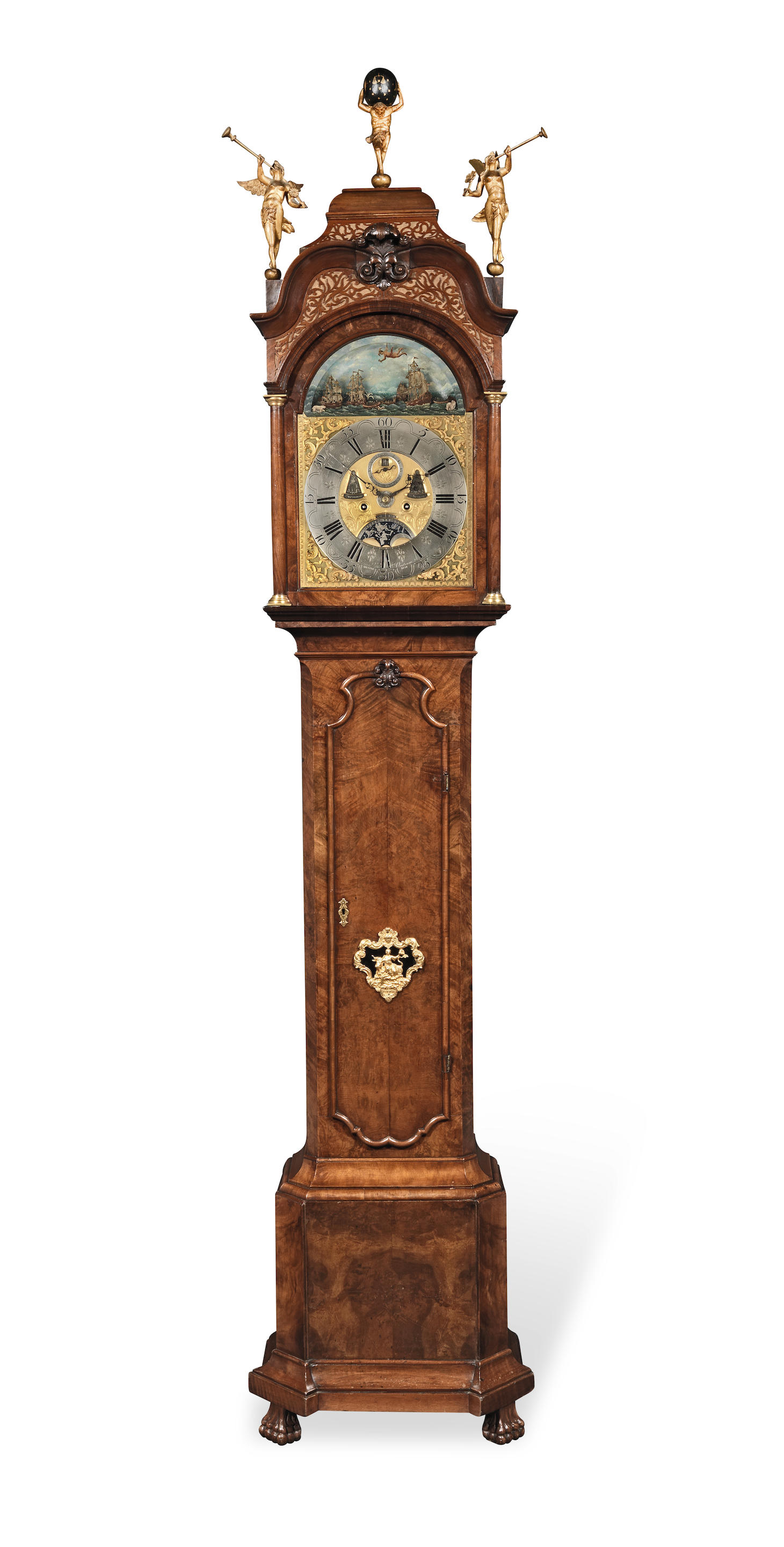 AN IMPRESSIVE MID 18TH CENTURY DUTCH WALNUT QUARTER STRIKING AUTOMATA