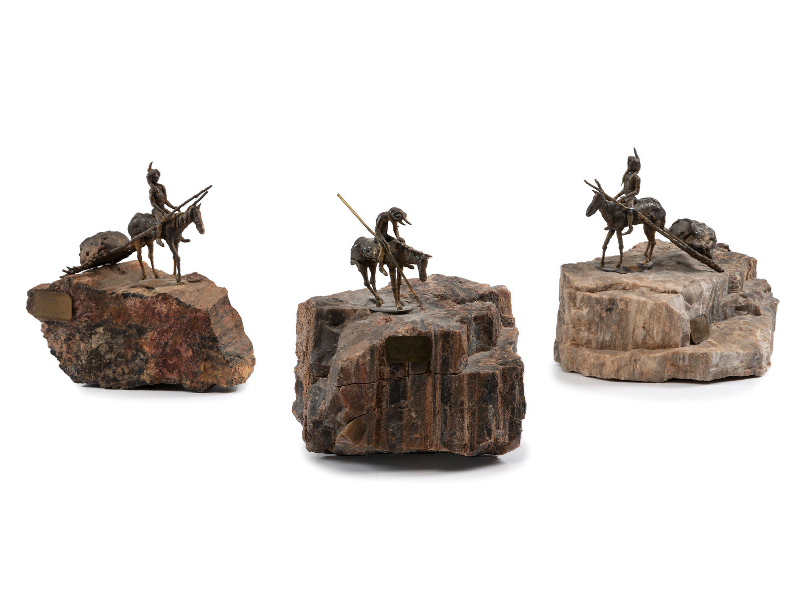 Charles Pratt Cheyenne Arapaho 1937 2017 Group of Bronze Figures
