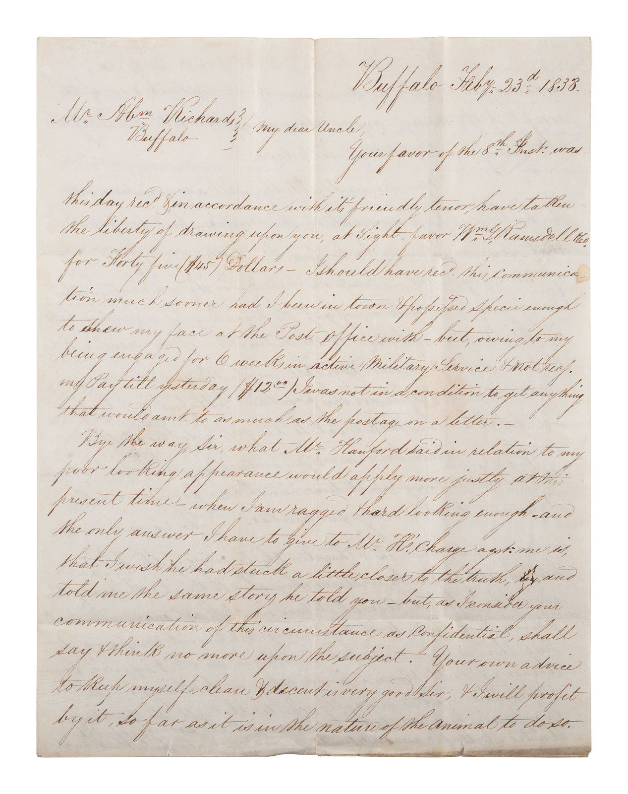 AROOSTOOK WAR ALS describing Canadians threatening to burn towns Buffalo