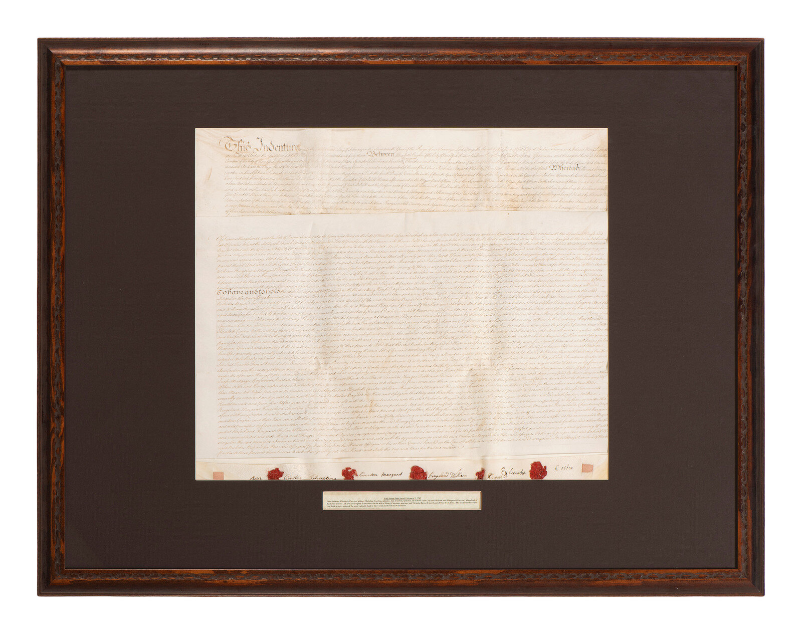 NEW YORK Colonial era manuscript indentures for property near Wall