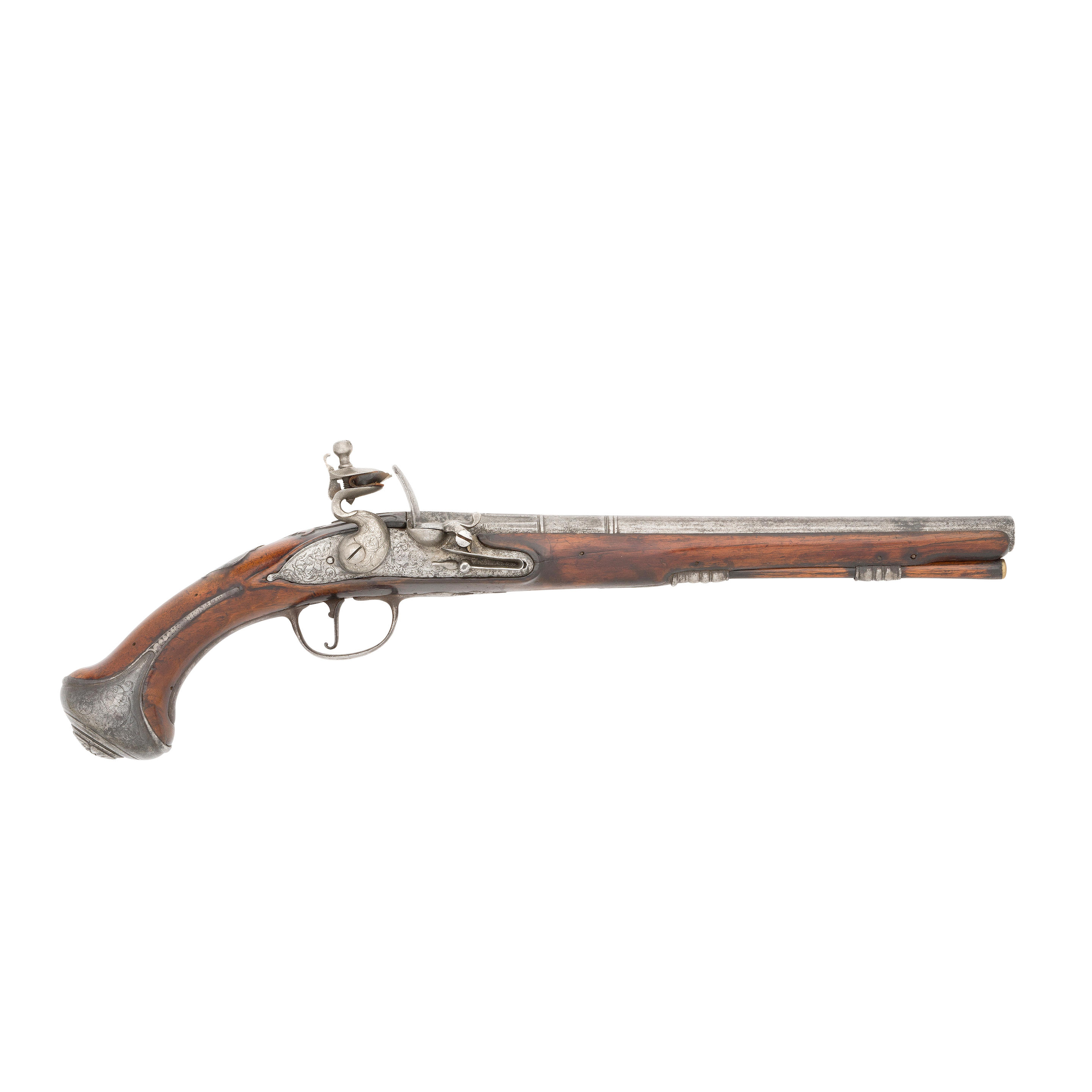 A 20 BORE FLINTLOCK HOLSTER PISTOL BY JOHN DAFTE OF